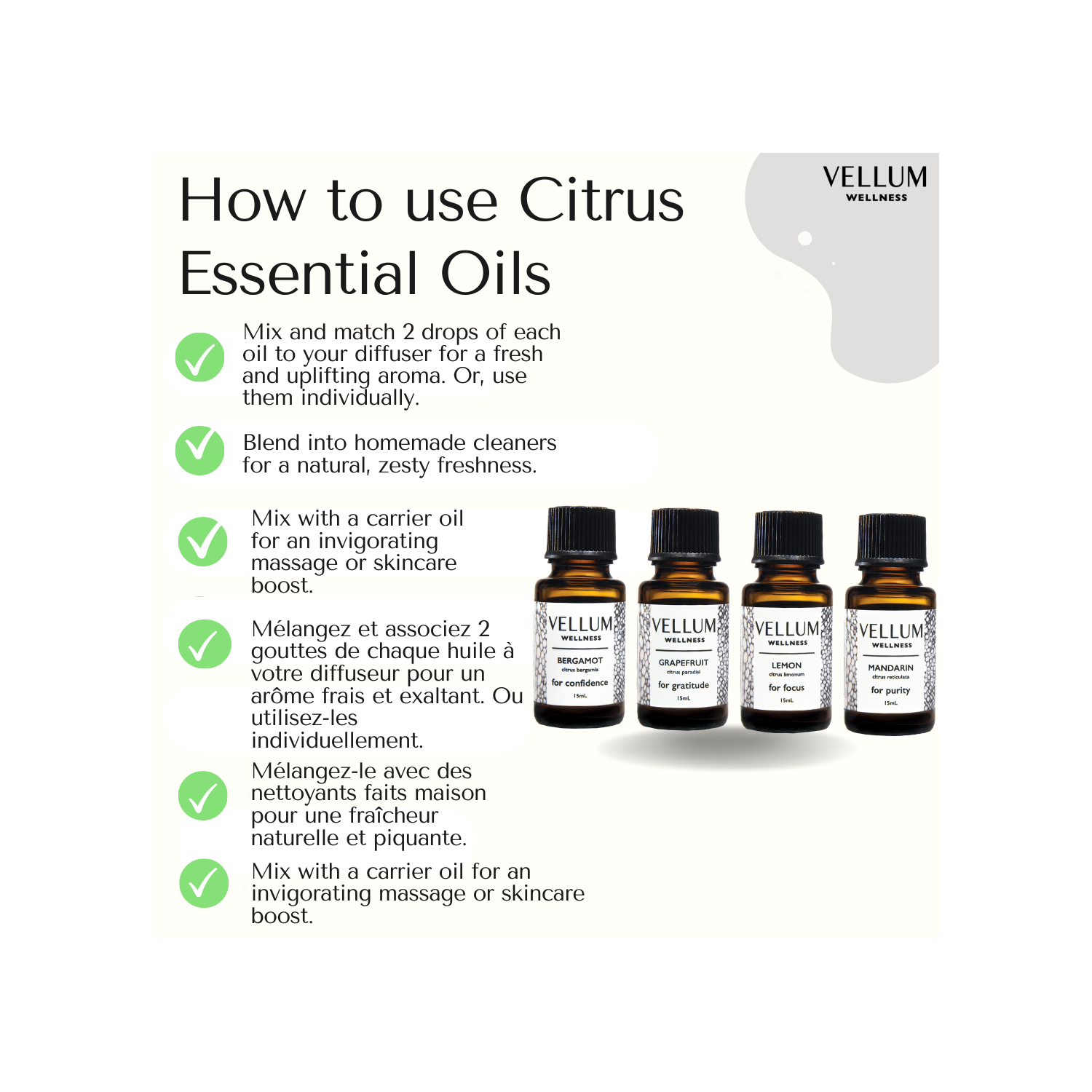 Ensemble d’huile essentielle d’agrumes vellum Wellness