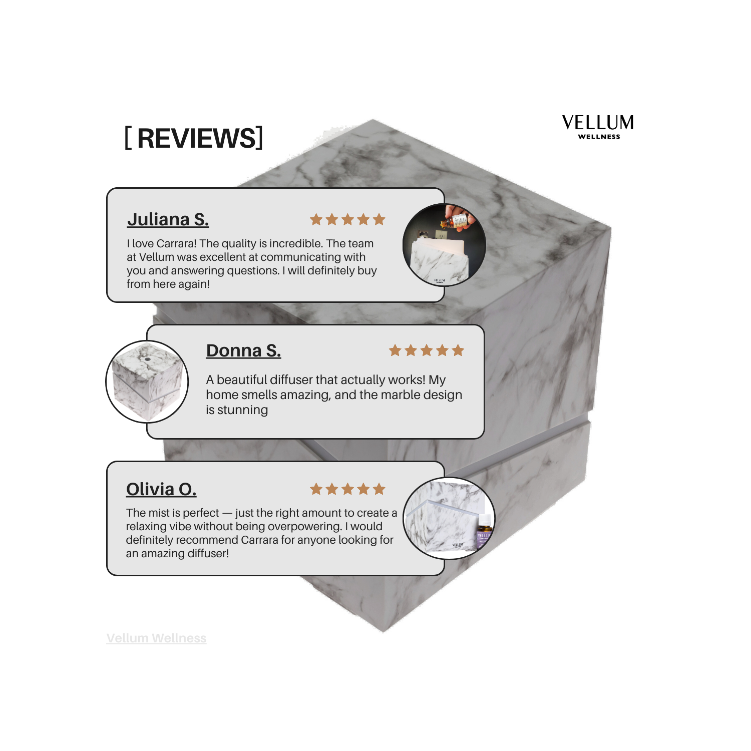 Vellum Wellness Carrara Aroma Diffuser les huiles essentielles dans la chambre, la cuisine, la salle de bain, le salon à la maison