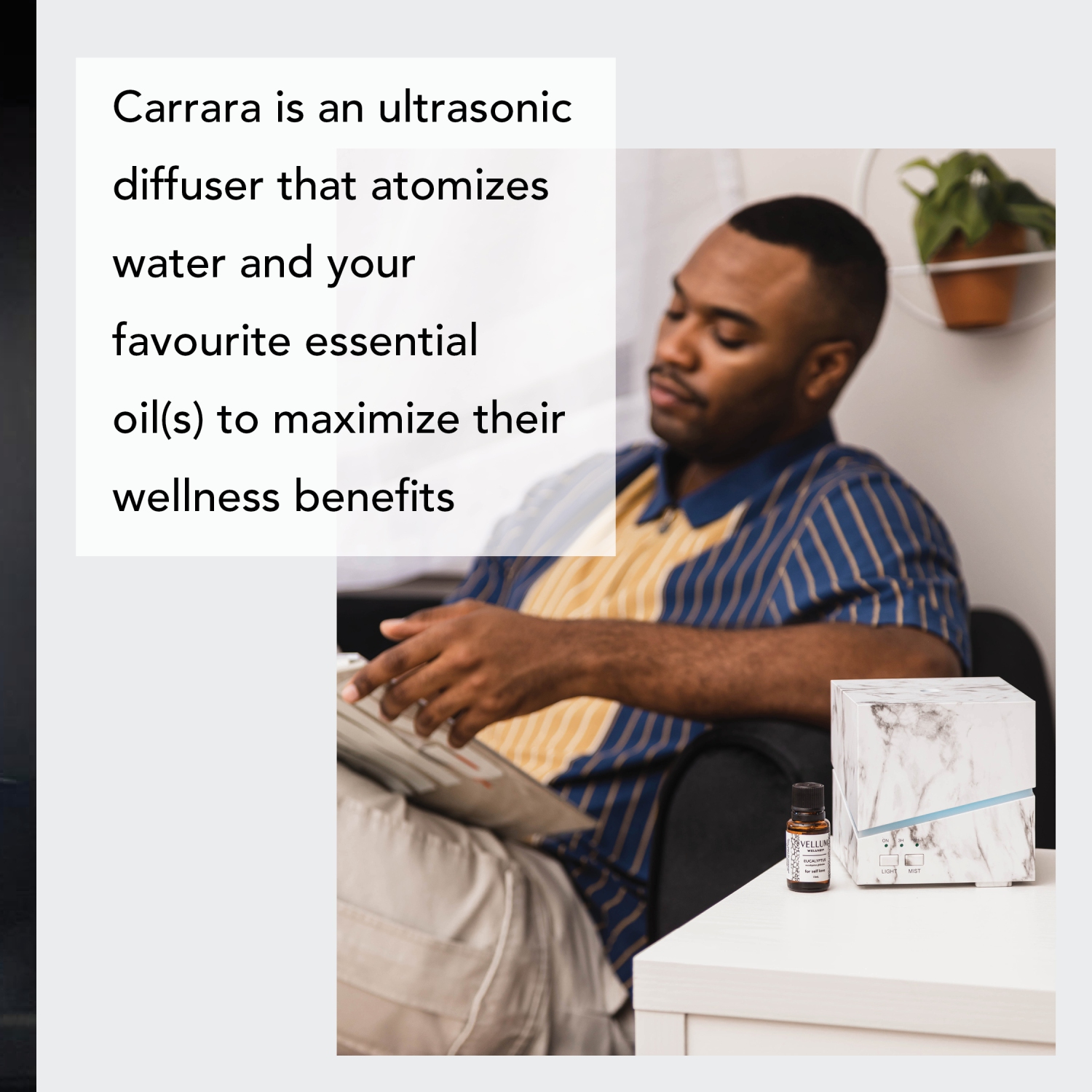 Vellum Wellness Carrara Aroma Diffuser les huiles essentielles dans la chambre, la cuisine, la salle de bain, le salon à la maison