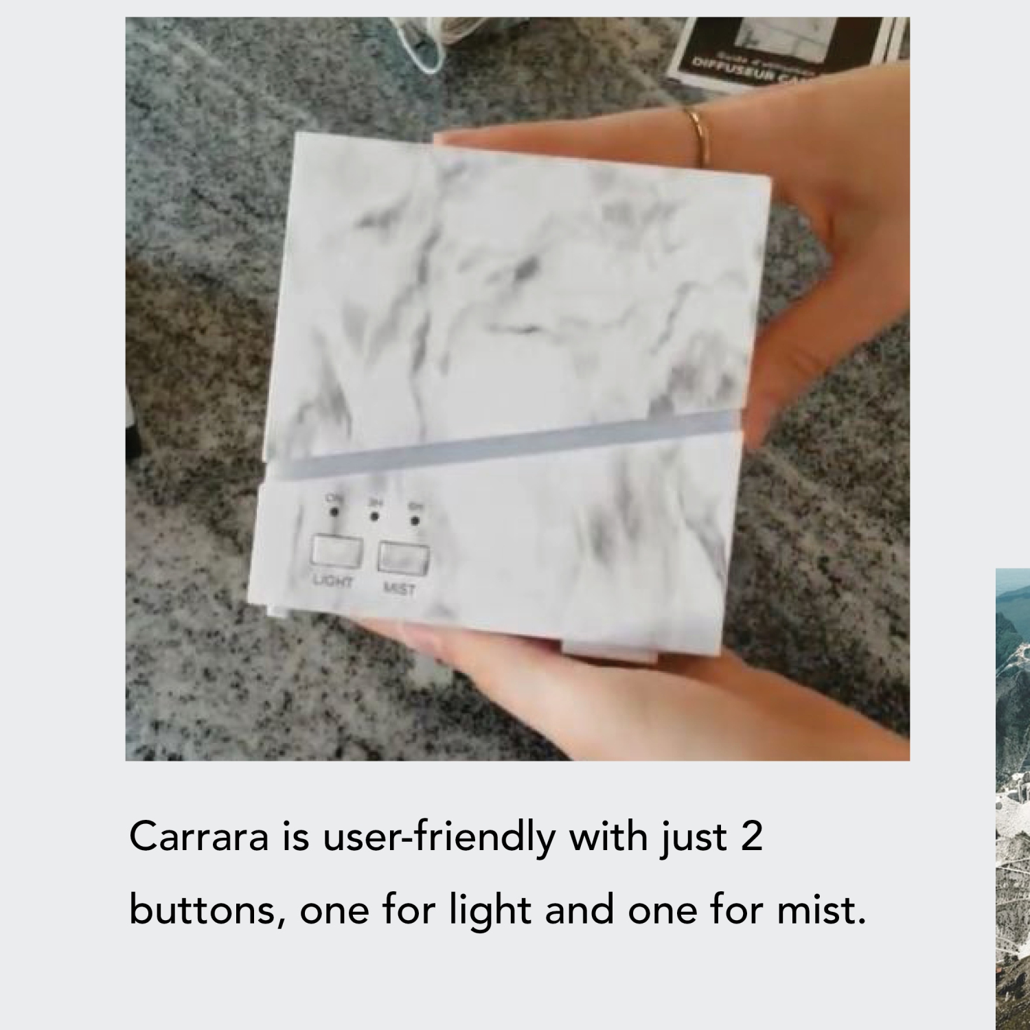 Vellum Wellness Carrara Aroma Diffuser les huiles essentielles dans la chambre, la cuisine, la salle de bain, le salon à la maison