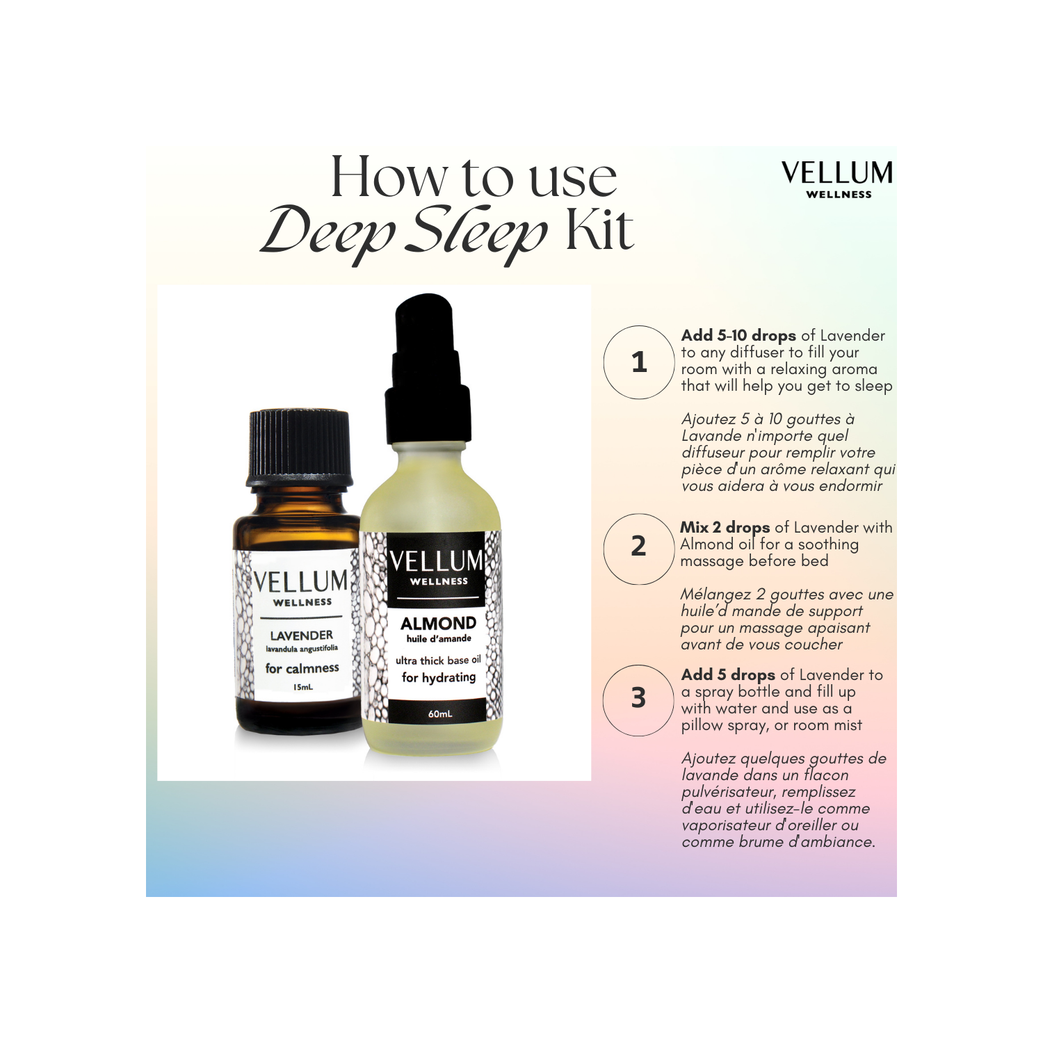 Ensemble pour le sommeil profond à l'huile essentielle de Vellum Wellness pour améliorer le sommeil, créer une ambiance apaisante à la maison et se