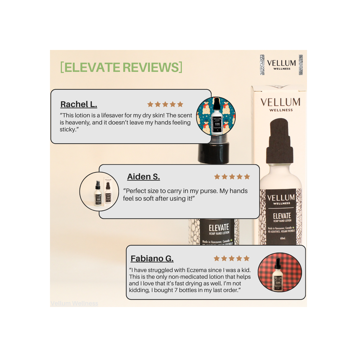 Vellum Wellness Elevate Hemp Hand Lotion 60 ml for dry skin, eczema and on-the-go travel