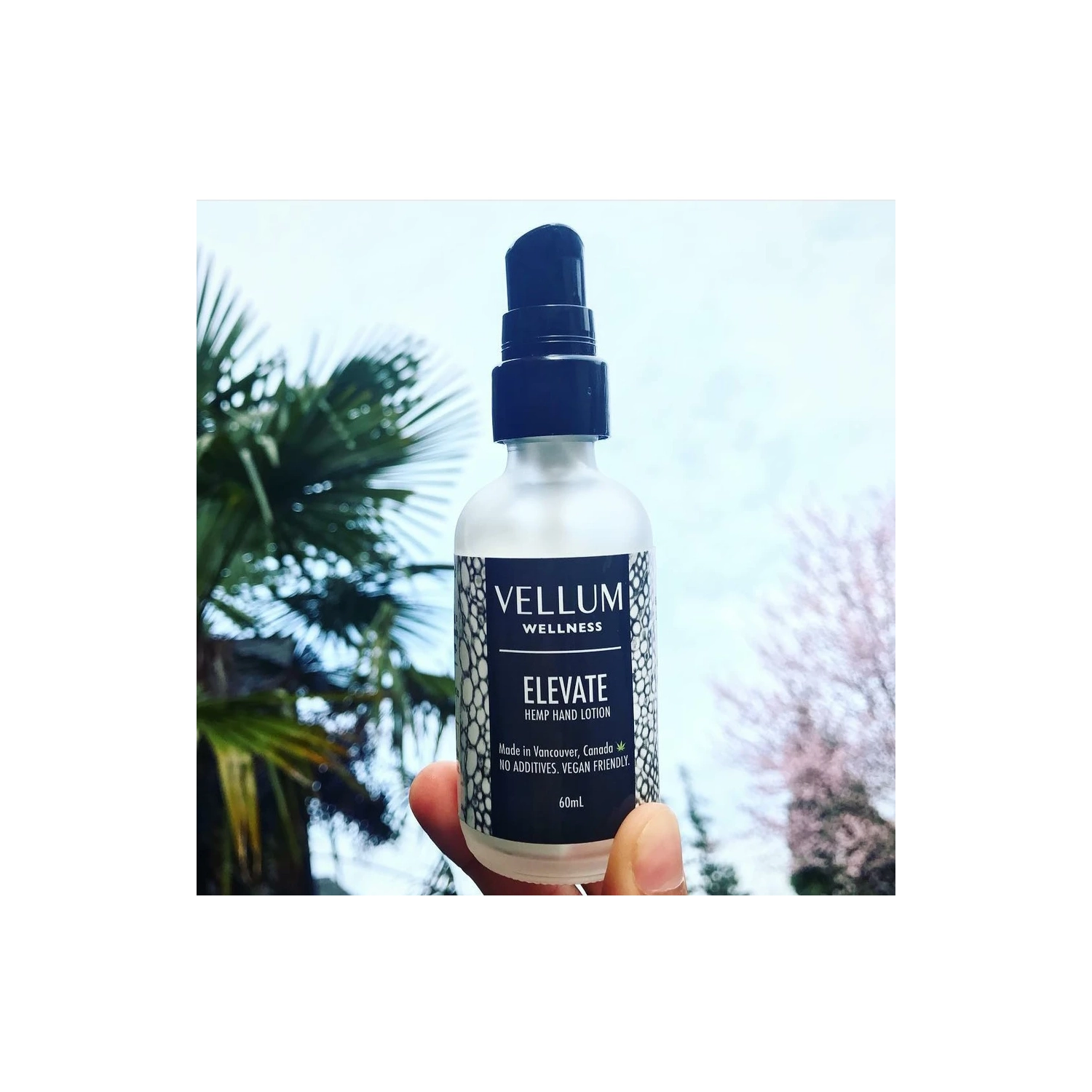 Vellum Wellness Elevate Hemp Hand Lotion 60 ml for dry skin, eczema and on-the-go travel