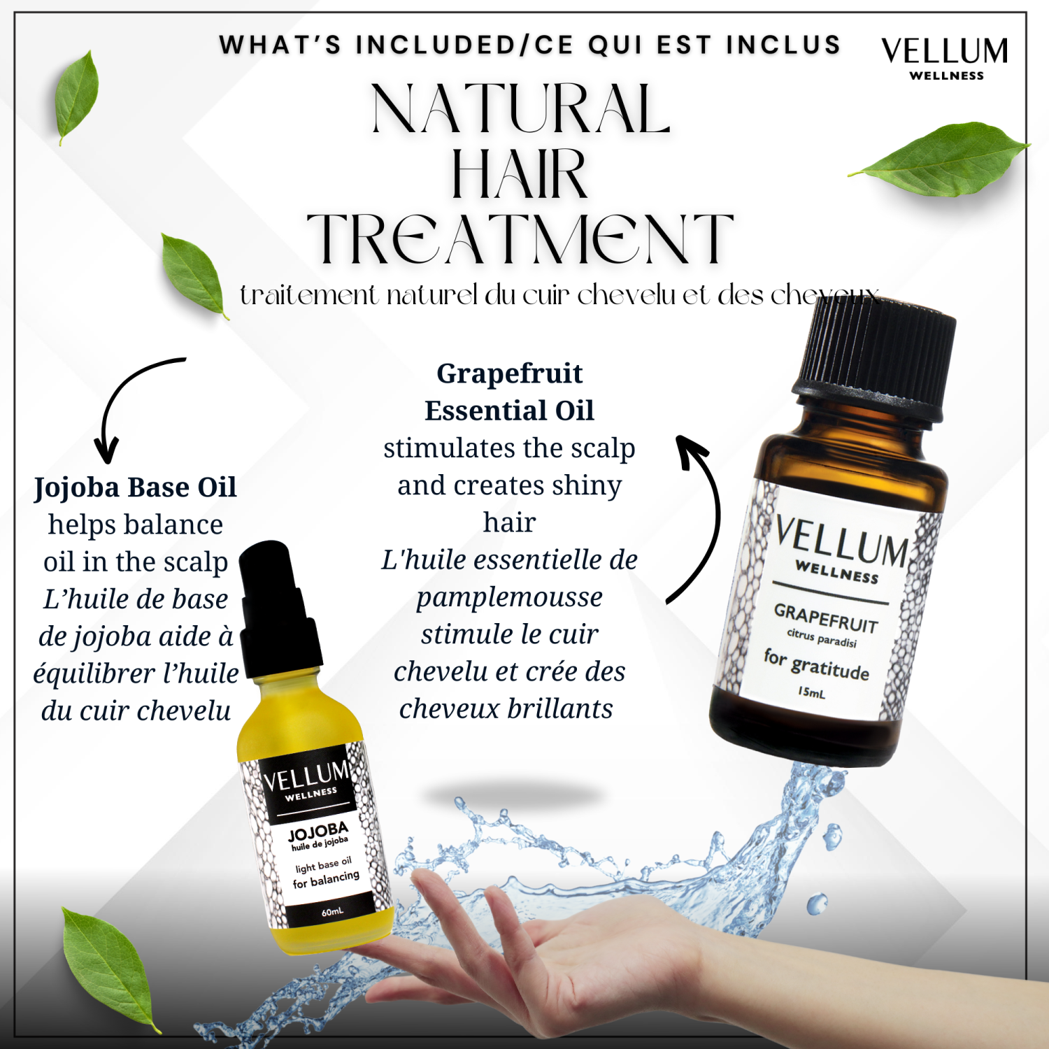 Vellum Wellness huile essentielle cuir chevelu et traitement des cheveux