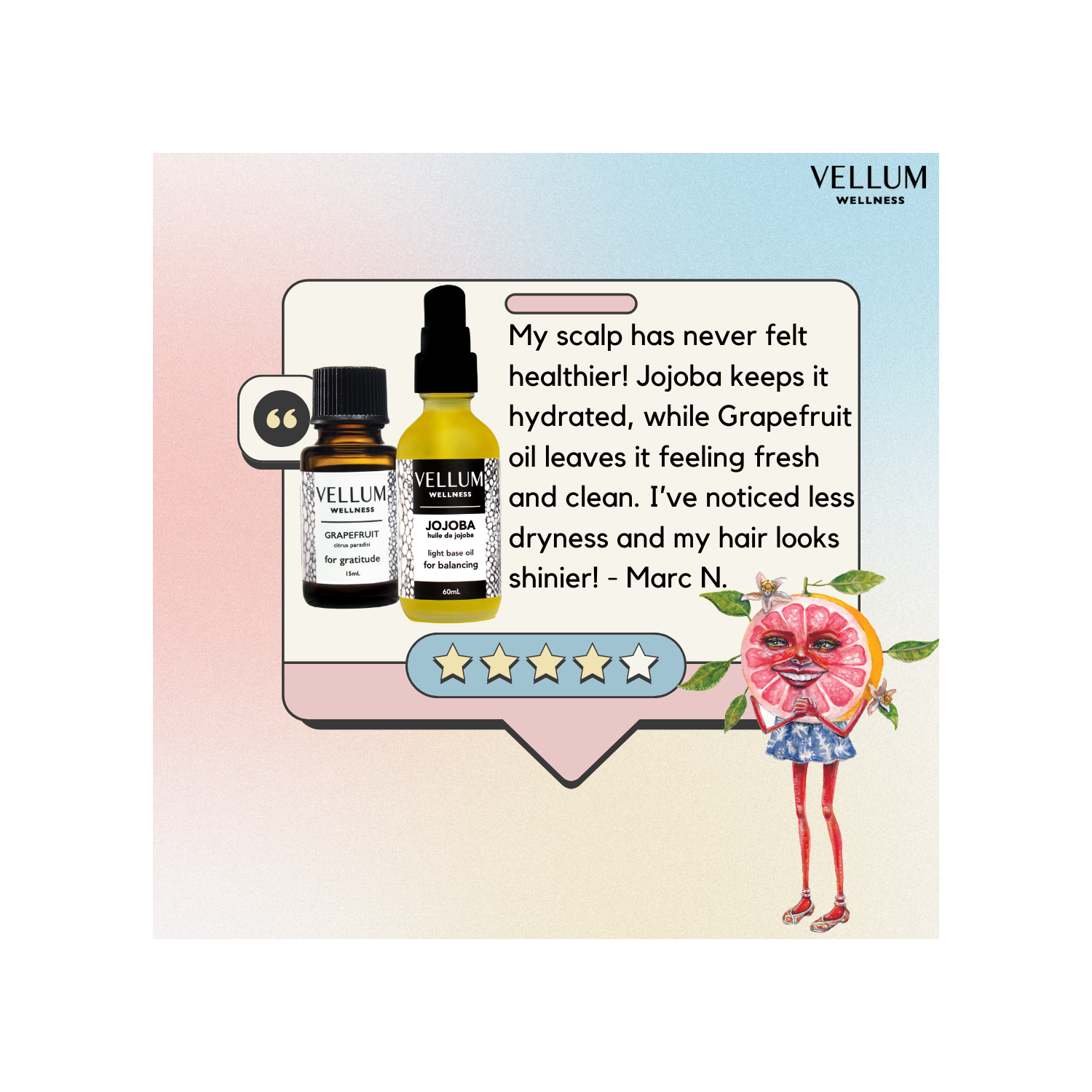 Vellum Wellness huile essentielle cuir chevelu et traitement des cheveux