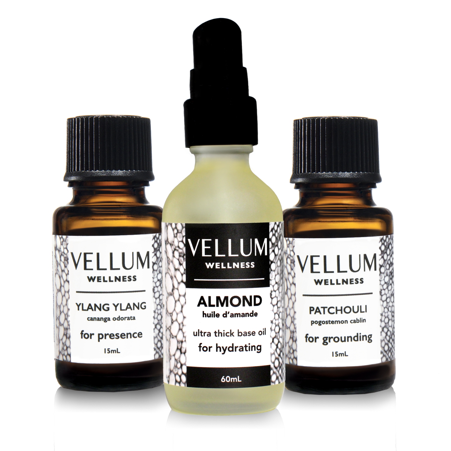 Vellum Wellness Essential Oil Aphrodisiac Kit with natural products Almond, Ylang Ylang and Patchouli for Intimacy, Relaxation & Sensual Wellness