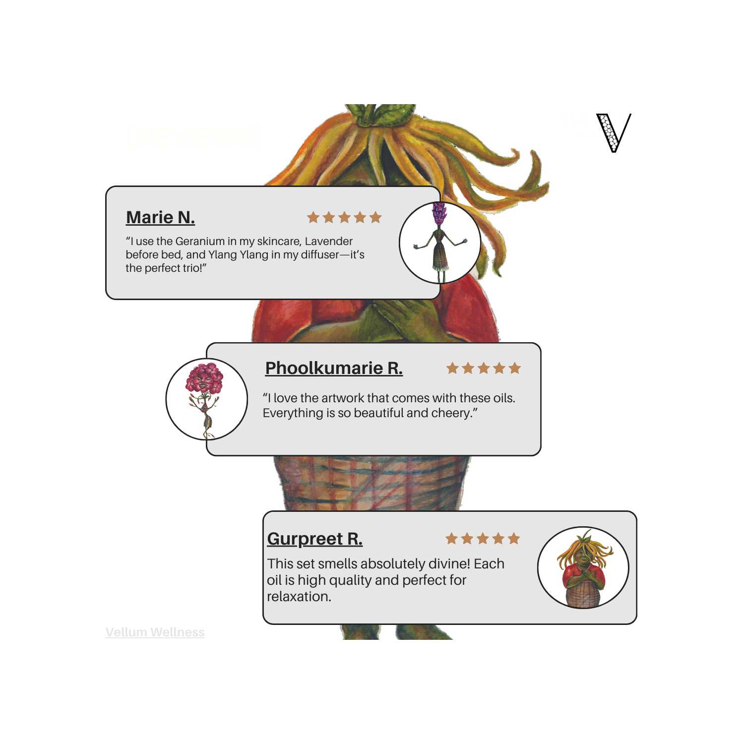 Trio d'huiles essentielles florales de Vellum Wellness pour diffuseur d'arômes, soins naturels de la peau, bien-être émotionnel et calme