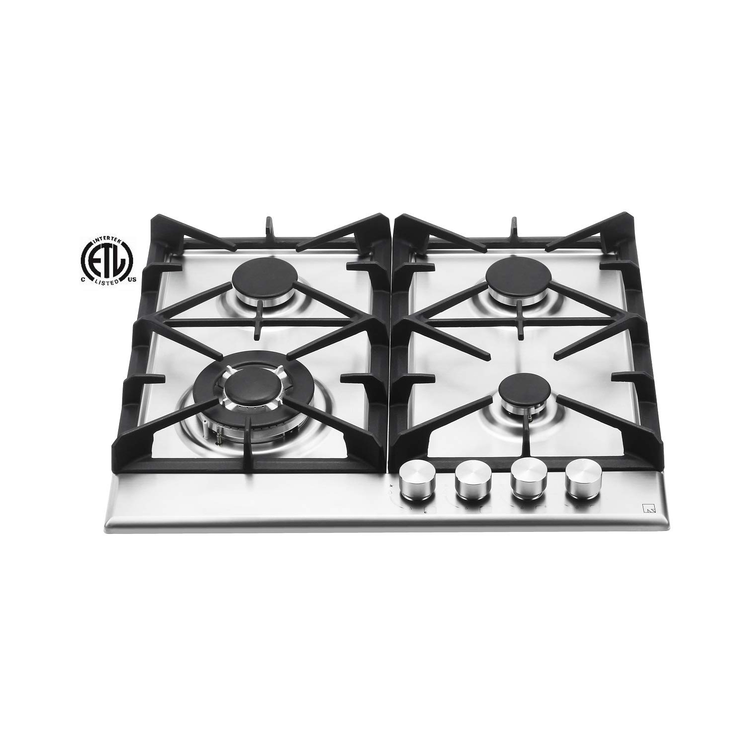 Ramblewood High Efficiency 4 Burner Natural Gas Cooktop, Sealed Burner GC4-50N, ETL Safety Certified.