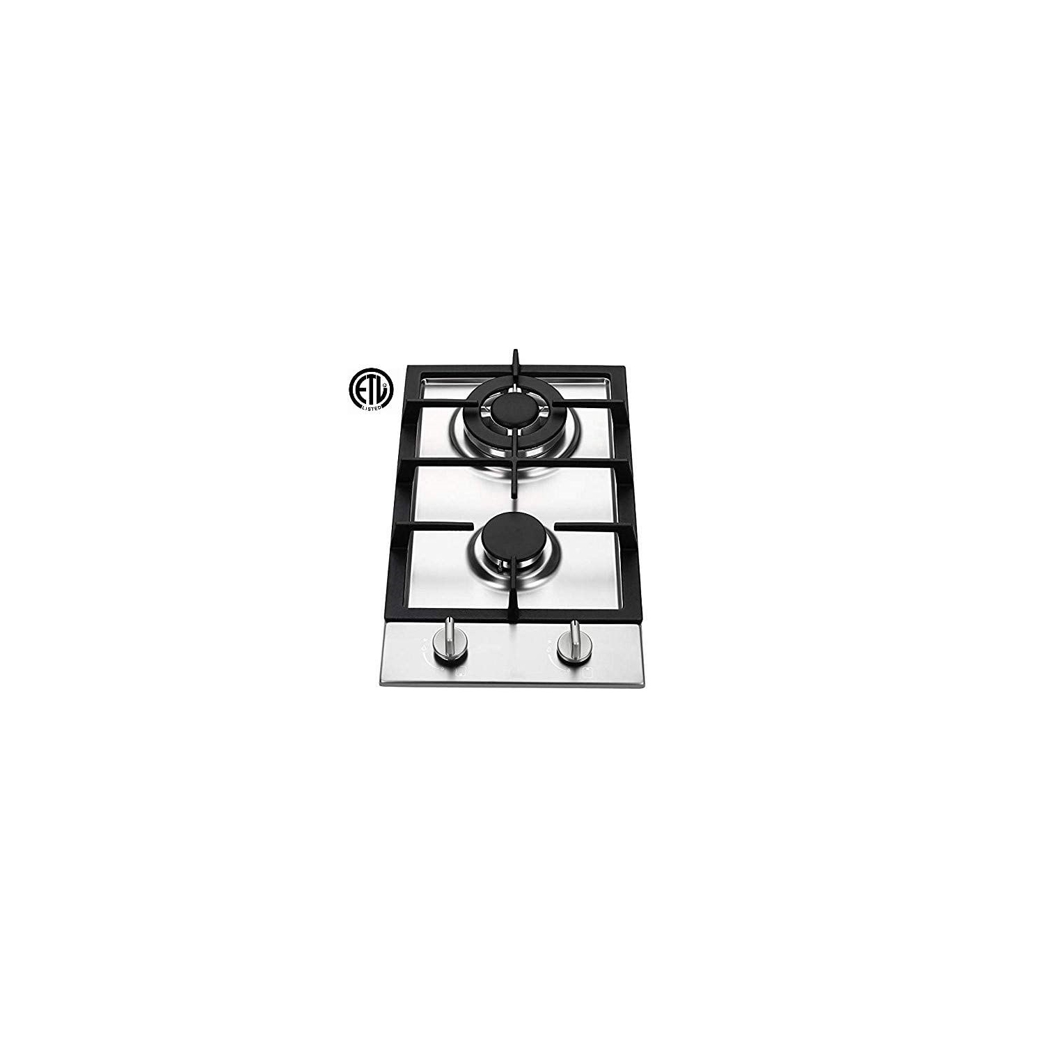 Ramblewood GC2-37P high efficiency 2 burner gas cooktop, ETL Safety Certified