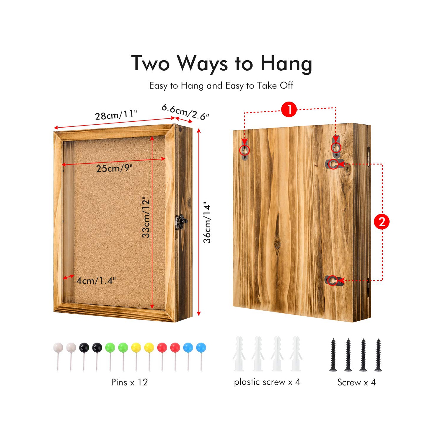 Cadre pour boîte-cadre, boîtier-cadre photo pour souvenirs porte-bouteilles de vin avec 12 épingles à linge, couvercle avant en verre 14