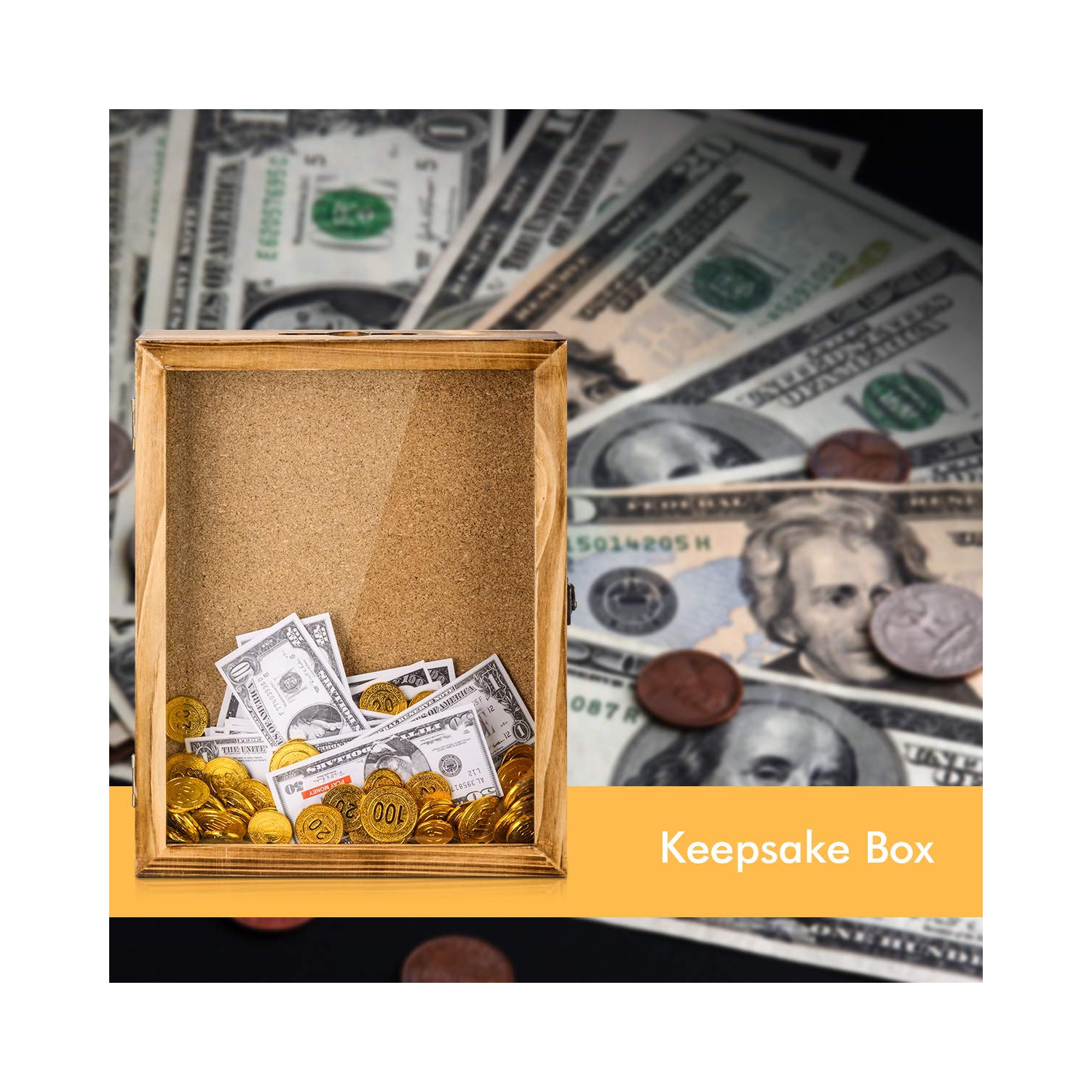 Cadre pour boîte-cadre, boîtier-cadre photo pour souvenirs porte-bouteilles de vin avec 12 épingles à linge, couvercle avant en verre 14