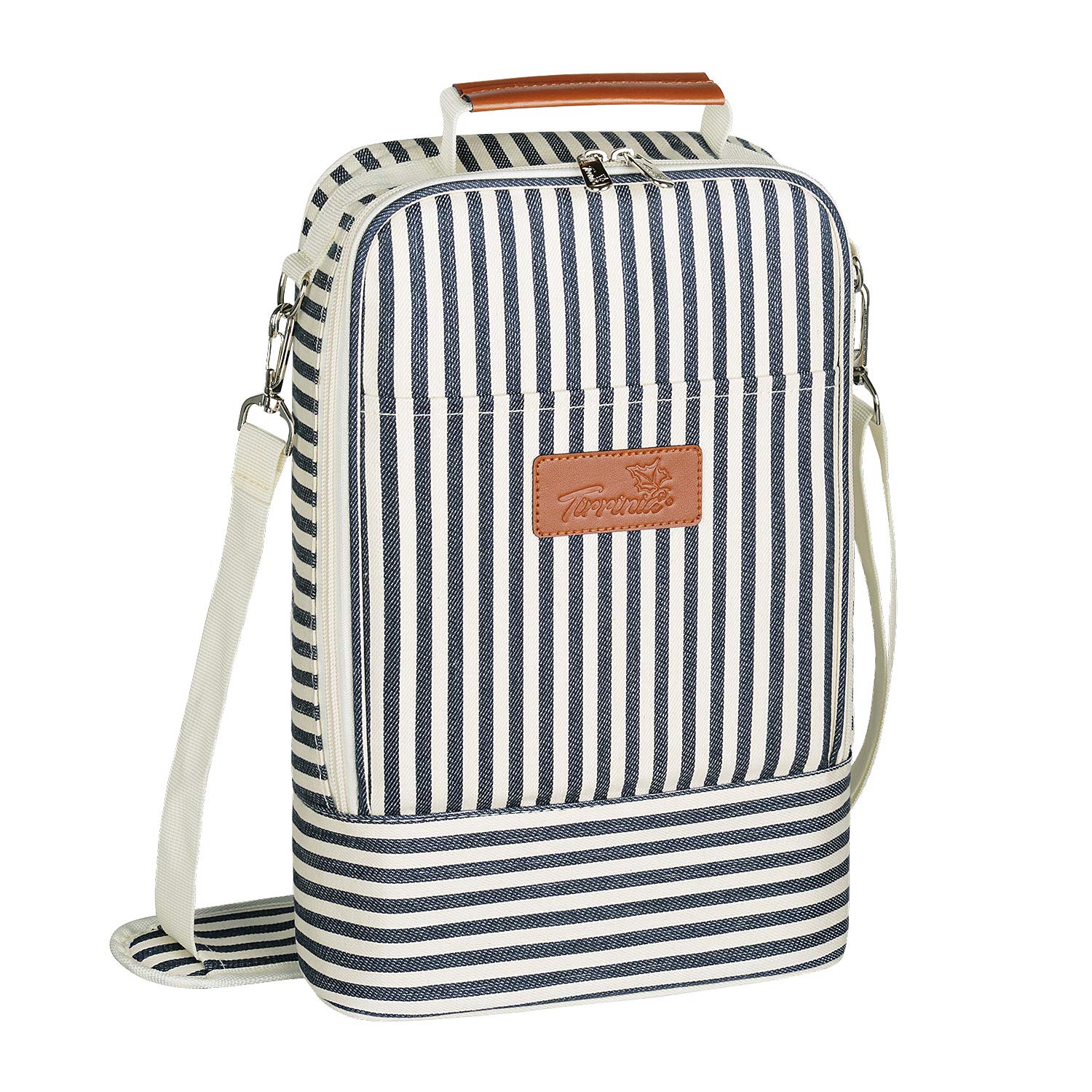 Sac fourre-tout isotherme pour 2 bouteilles de vin Tirrinia - Porte-bouteille de vin pour restaurants BYOB, dégustation de vin, voyage, Pennsylvanie