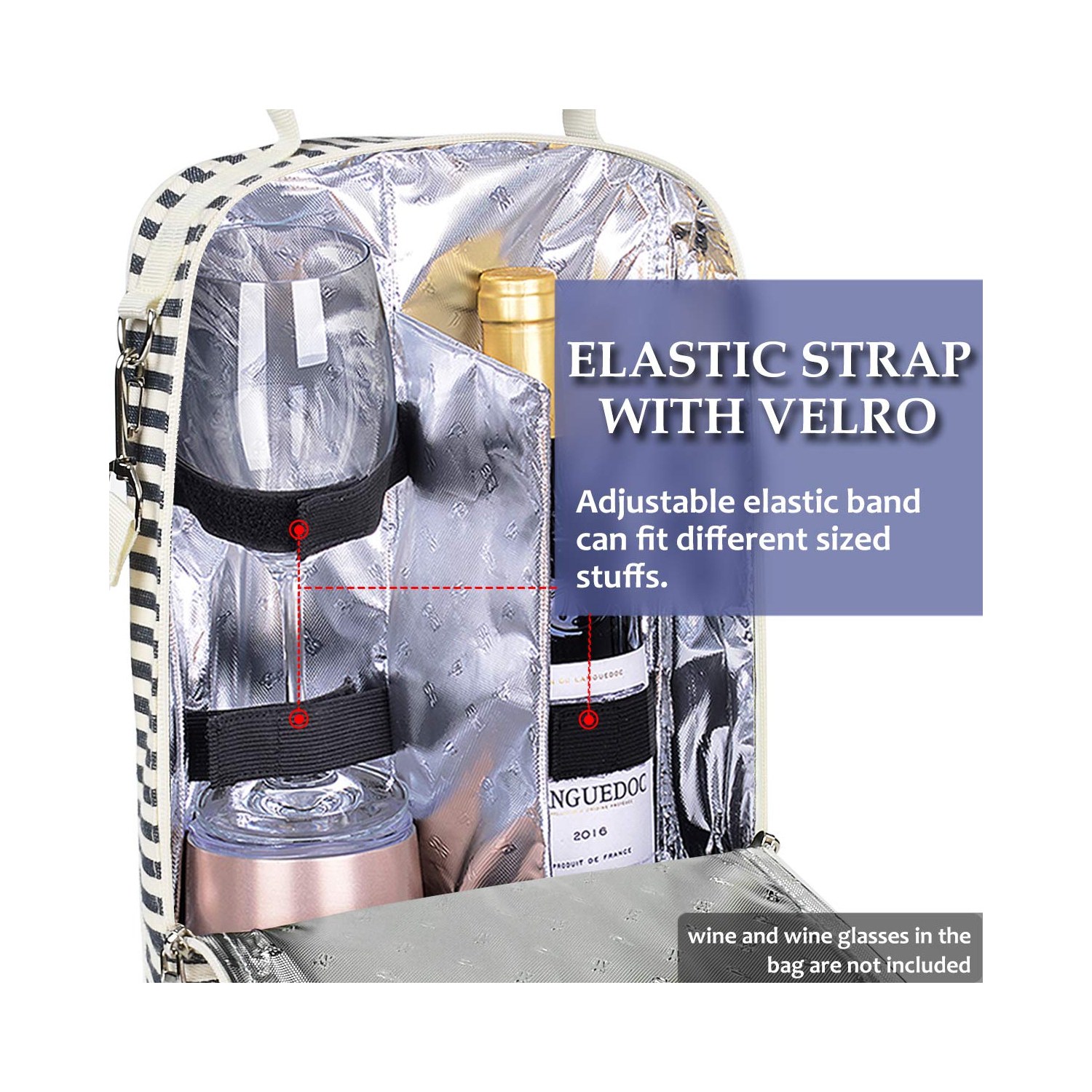 Sac fourre-tout isotherme pour 2 bouteilles de vin Tirrinia - Porte-bouteille de vin pour restaurants BYOB, dégustation de vin, voyage, Pennsylvanie