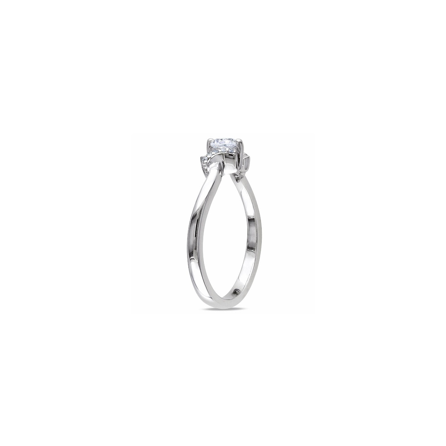 1/3 Carat Lab-Created White Sapphire Promise Ring with Diamonds in Sterling Silver