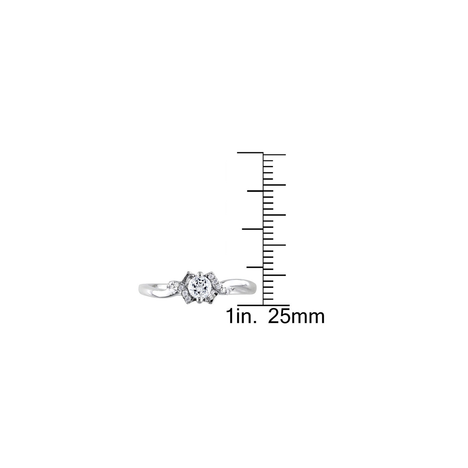 1/3 Carat Lab-Created White Sapphire Promise Ring with Diamonds in Sterling Silver