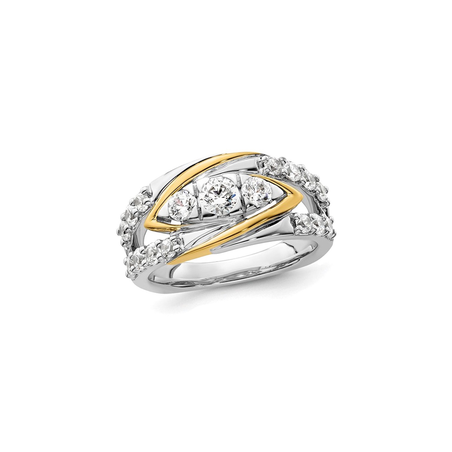 Bague à trois pierres en or blanc 14K ct avec diamant blanc 9/10&nbsp;carat créé en laboratoire