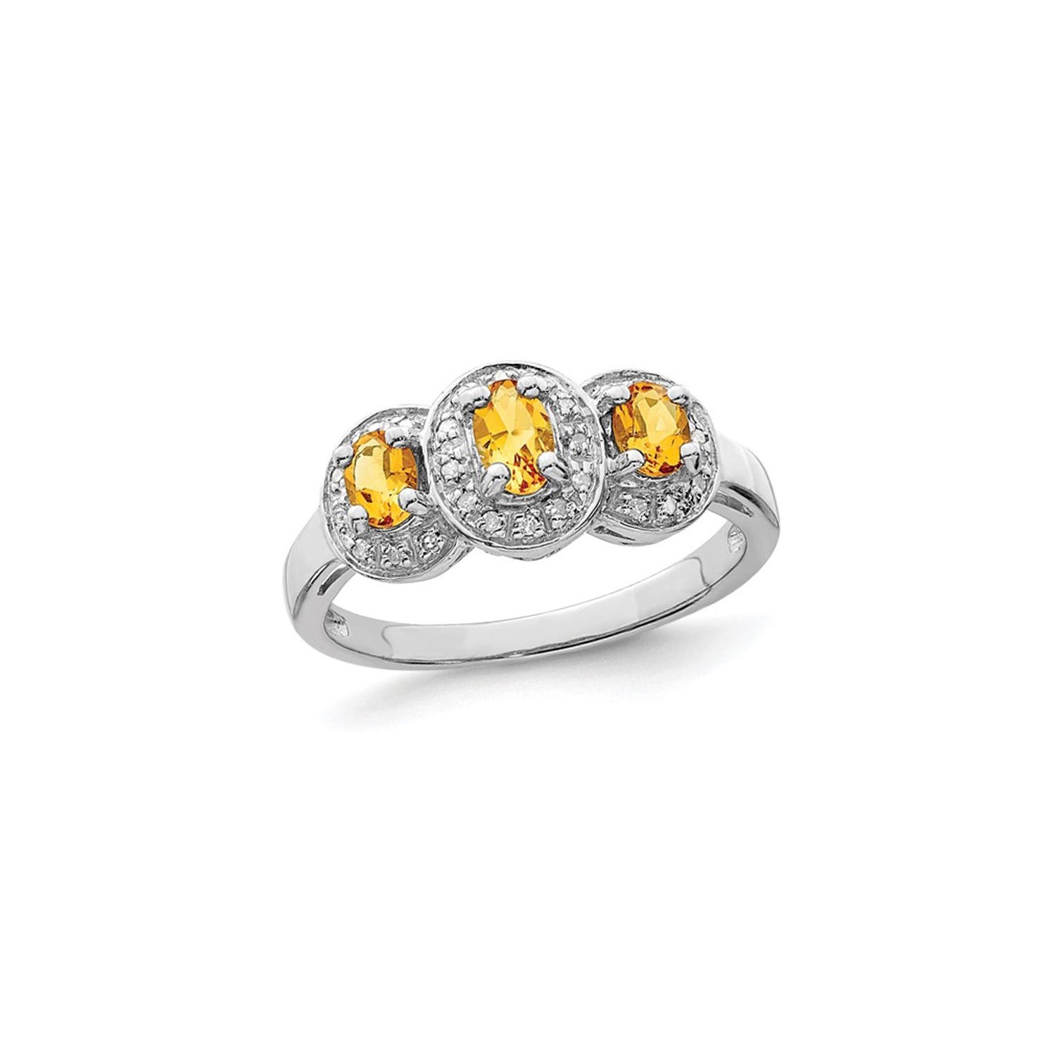 1/2 Carat Three-Stone Oval Citrine Ring in Sterling Silver