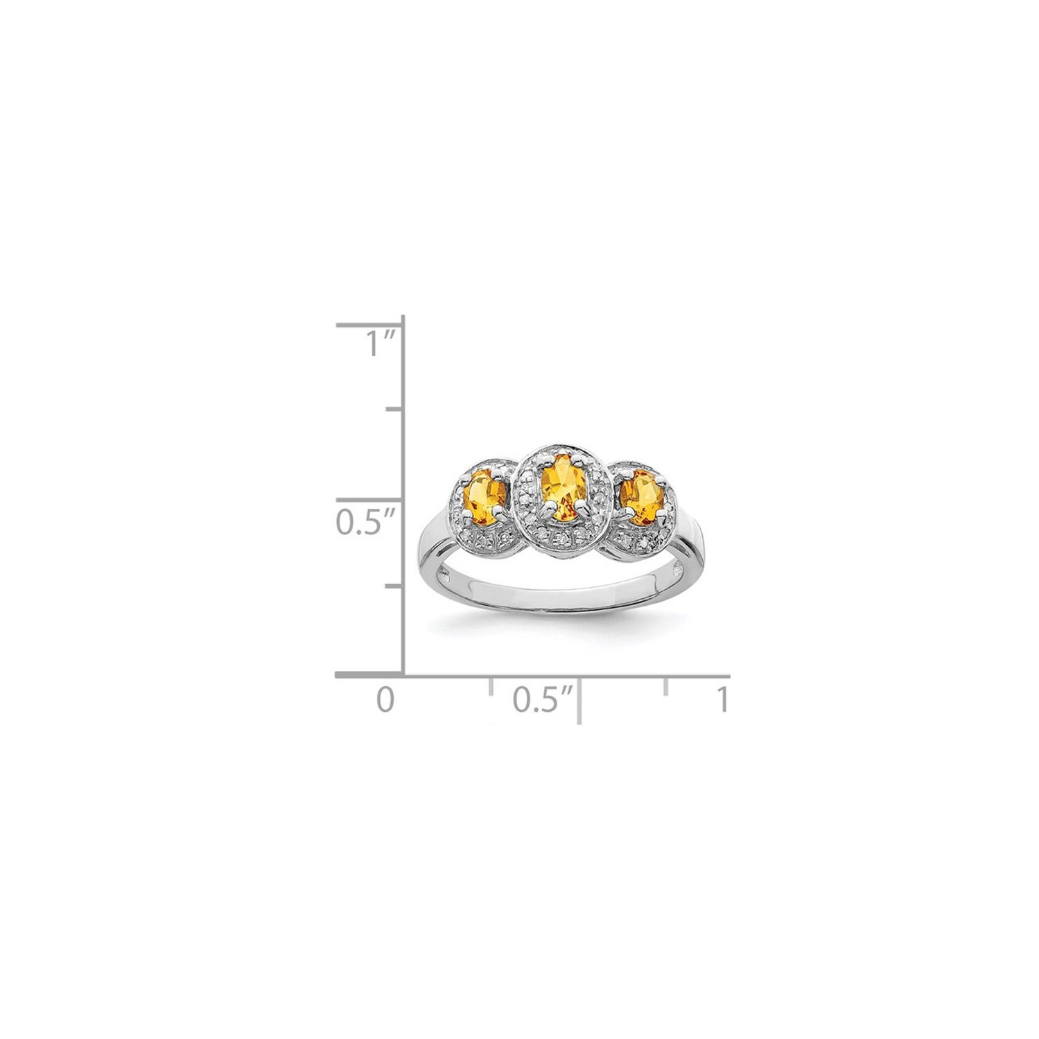 1/2 Carat Three-Stone Oval Citrine Ring in Sterling Silver