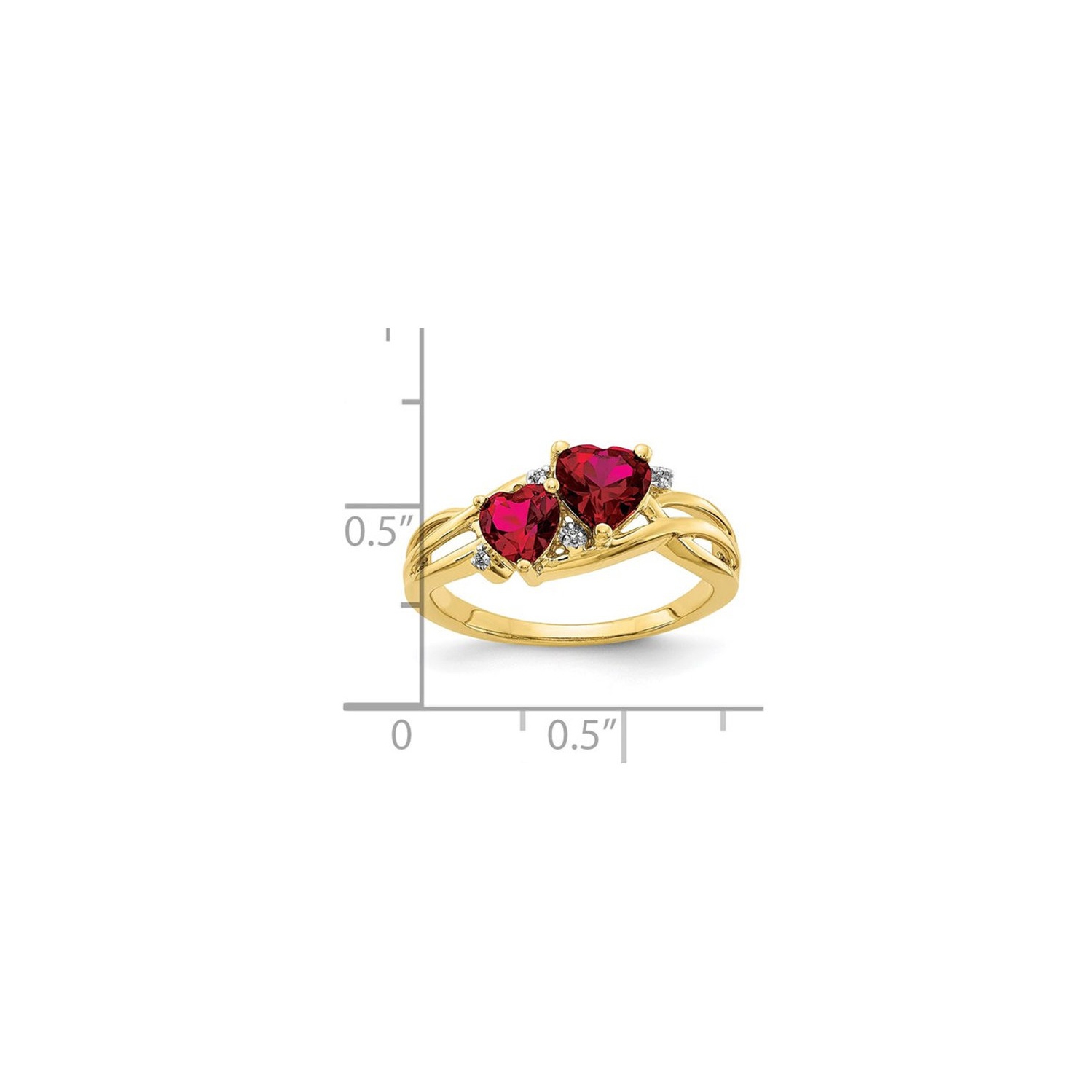 1,60 carat laboratoire créé coeur bague rubis en or jaune 10k