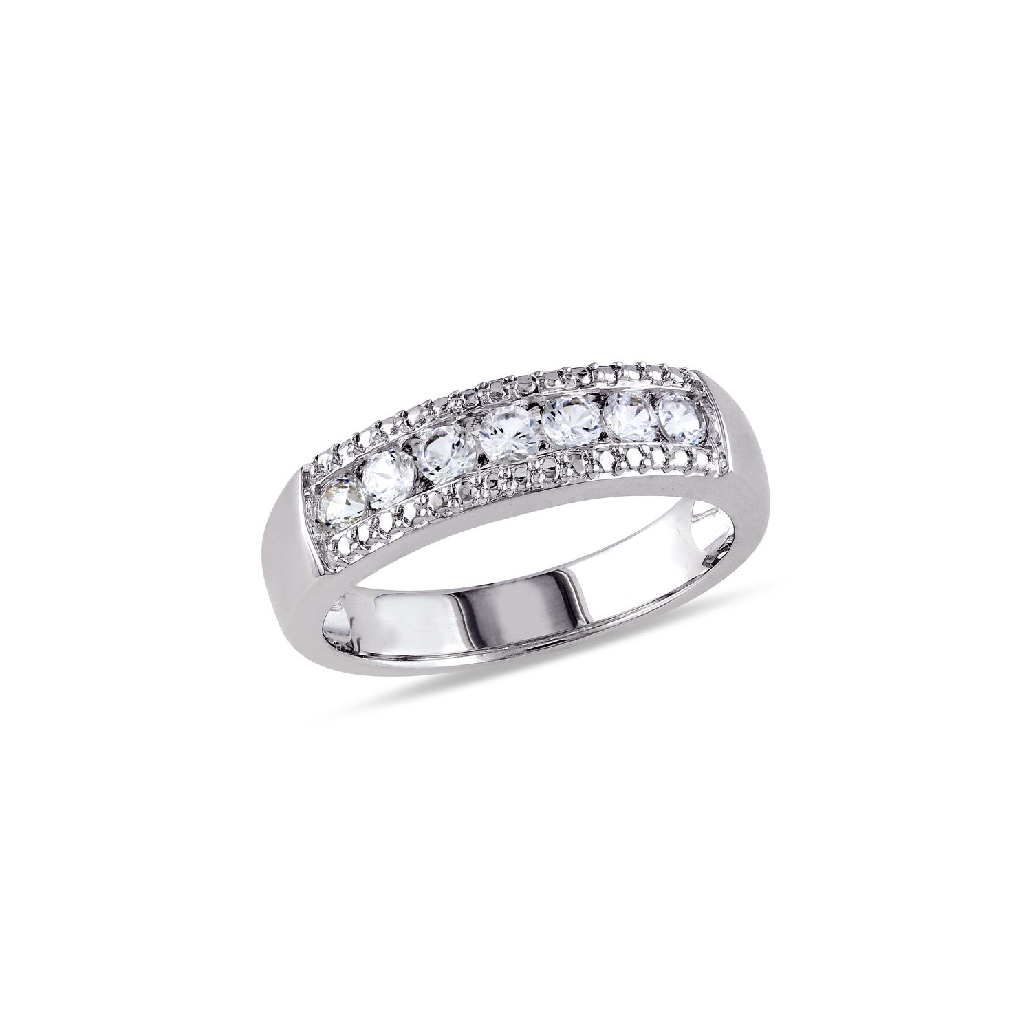 5/8 Carat Lab-Created White Sapphire Anniversary Band Ring In Sterling Silver