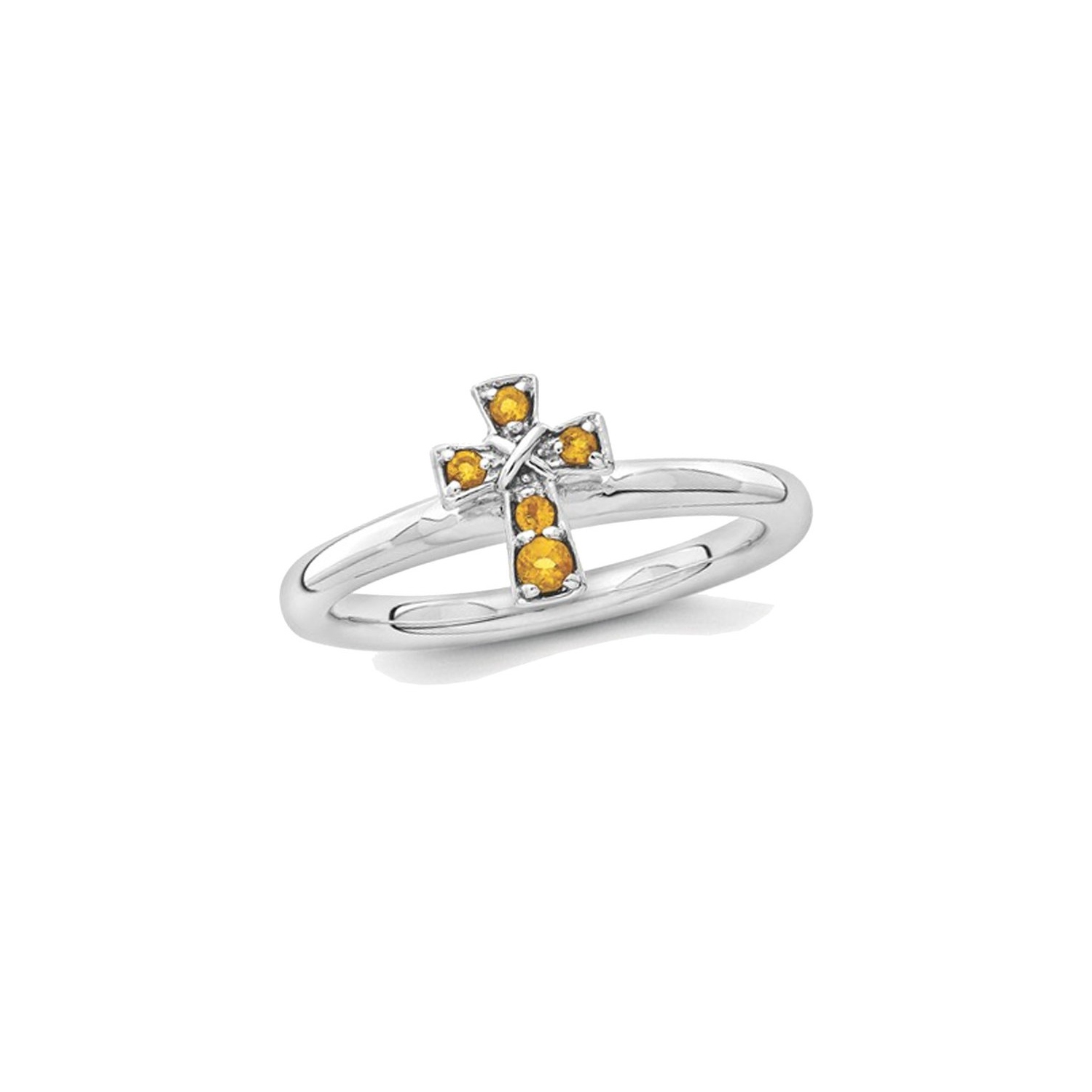 1/10 Carat Citrine Cross Ring in Sterling Silver