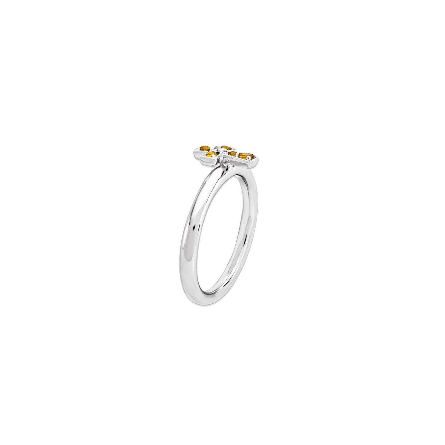 1/10 Carat Citrine Cross Ring in Sterling Silver