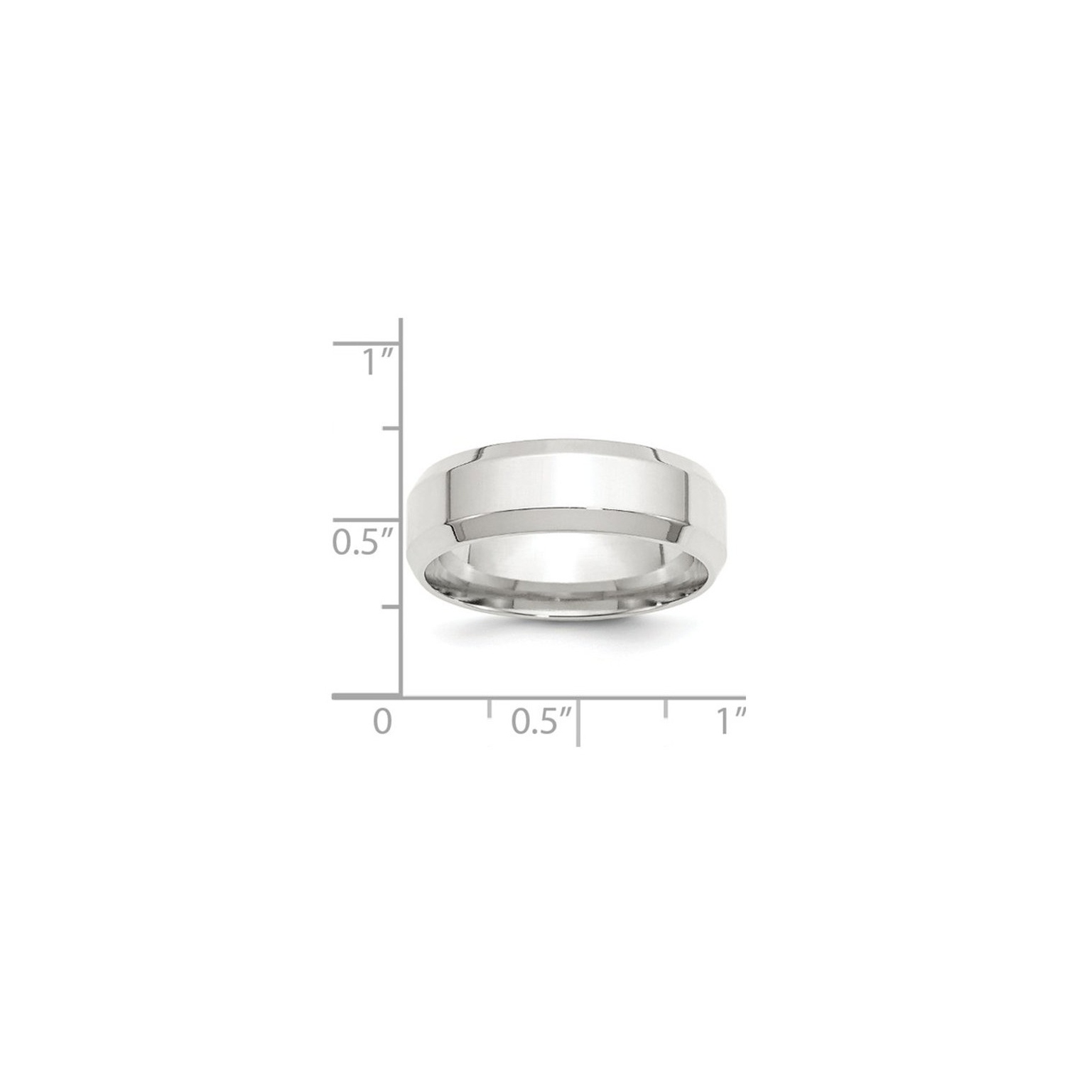 Mens Sterling Silver 7mm Bevel Edge Wedding Band Ring