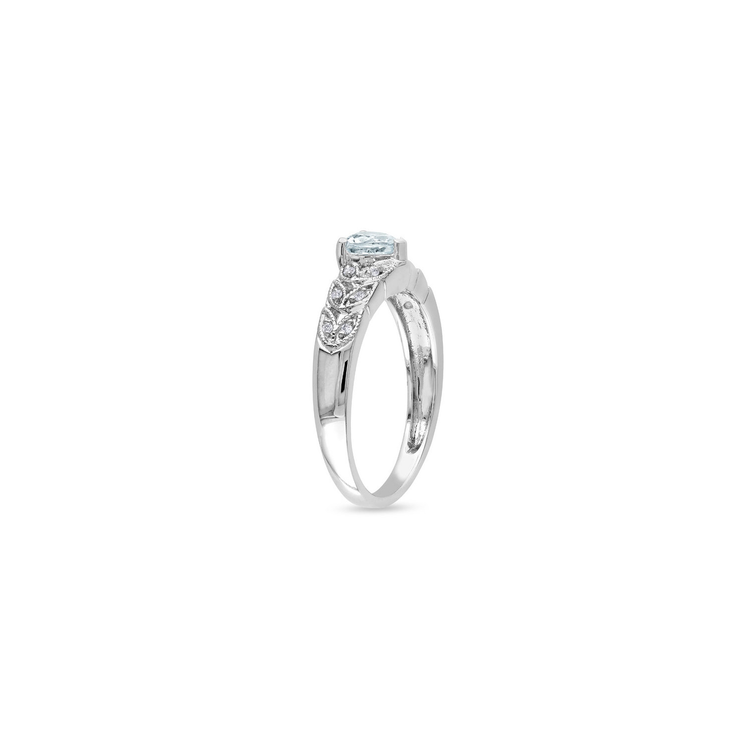 2/5 Carat Aquamarine Heart Ring in Sterling Silver with Accent Diamonds