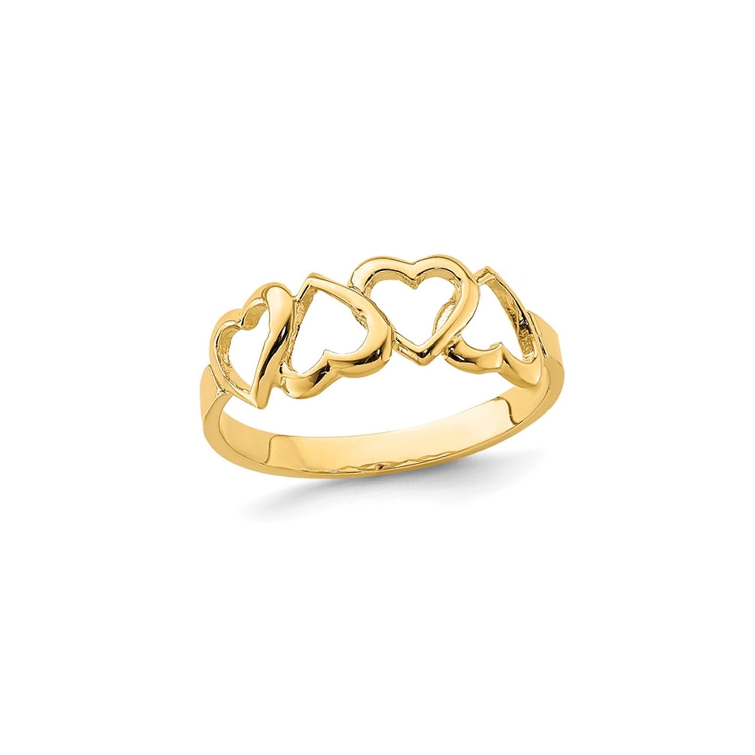14K Yellow Gold High Polished Heart Promise Ring