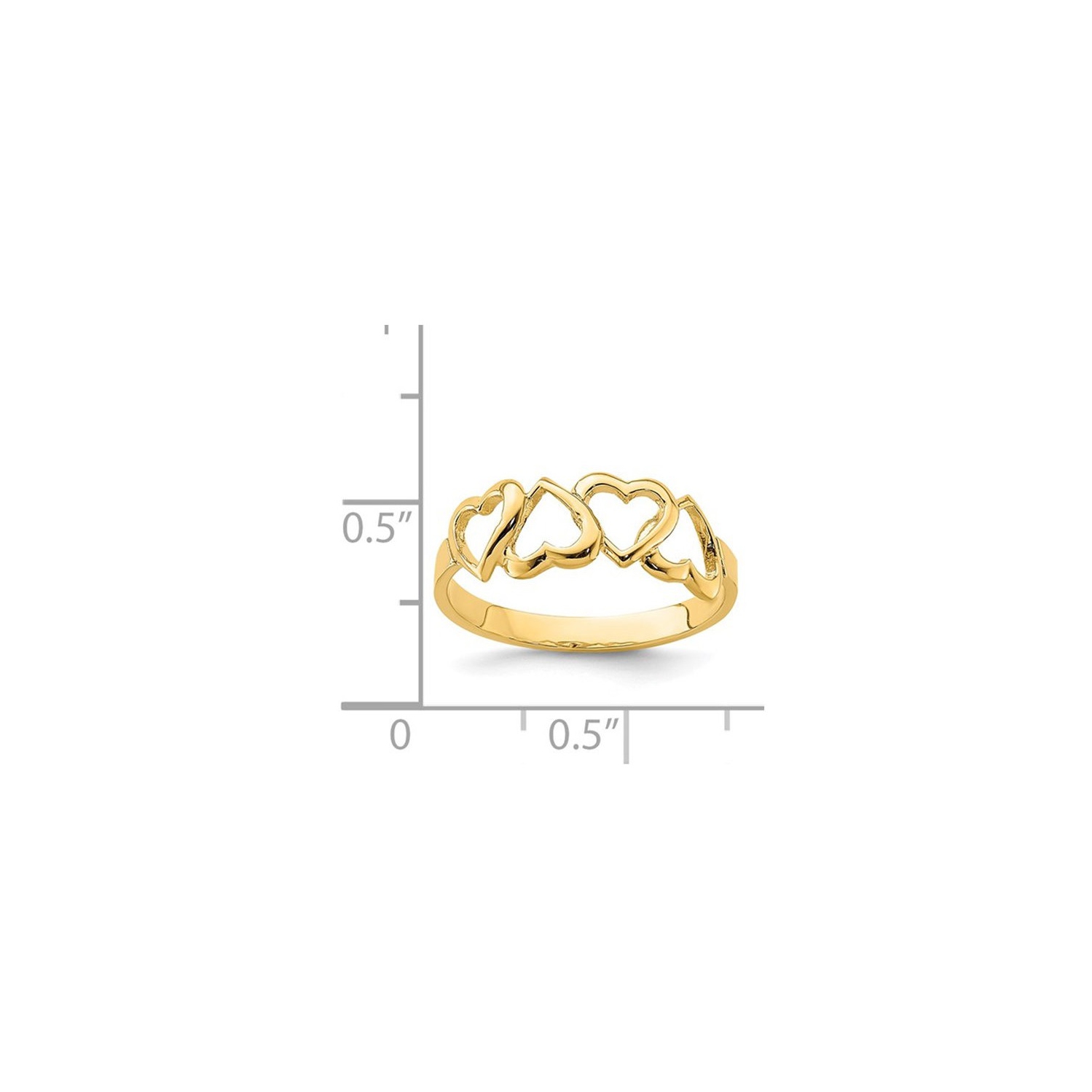 14K Yellow Gold High Polished Heart Promise Ring