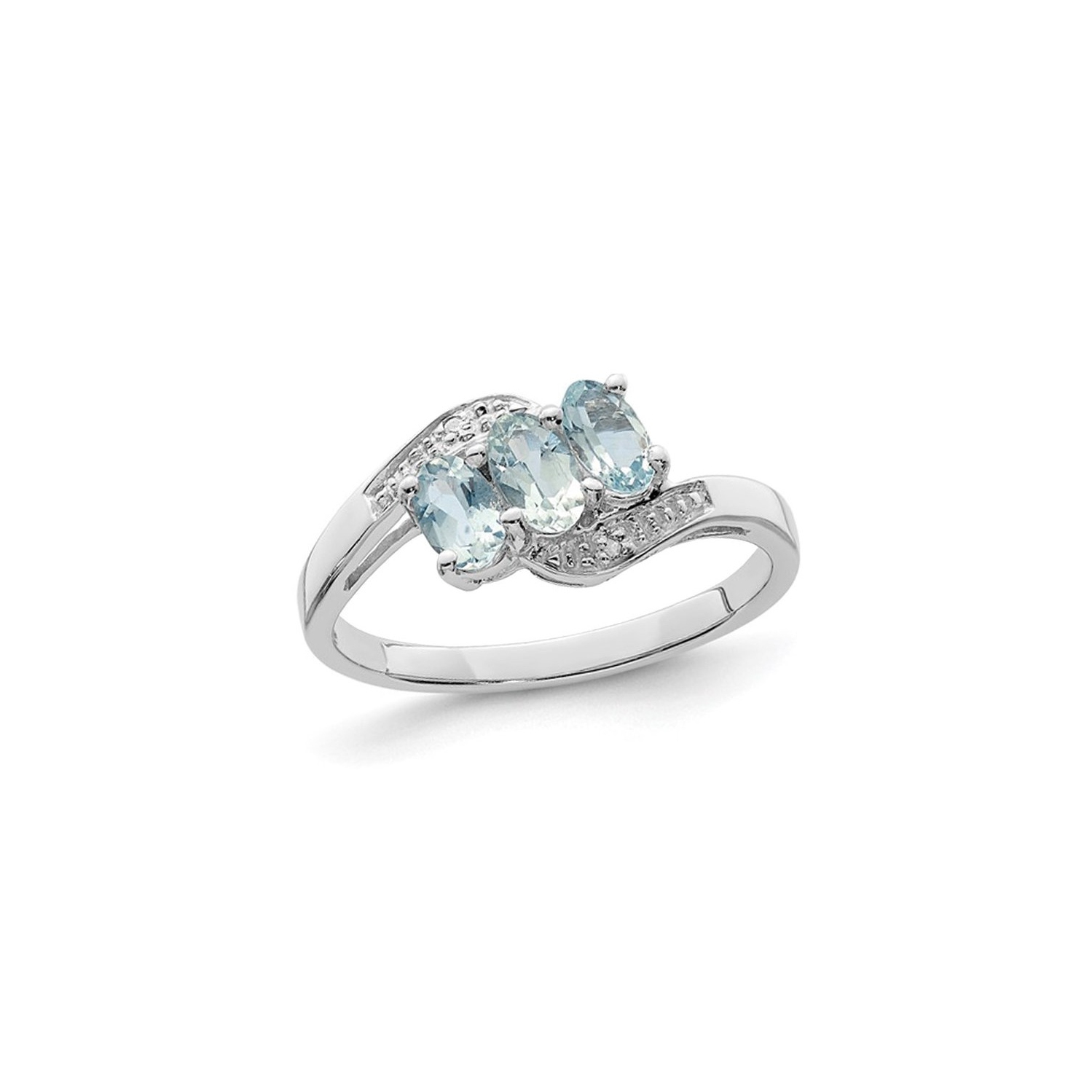 3/5 Carat Aquamarine Three-Stone Ring in Sterling Silver