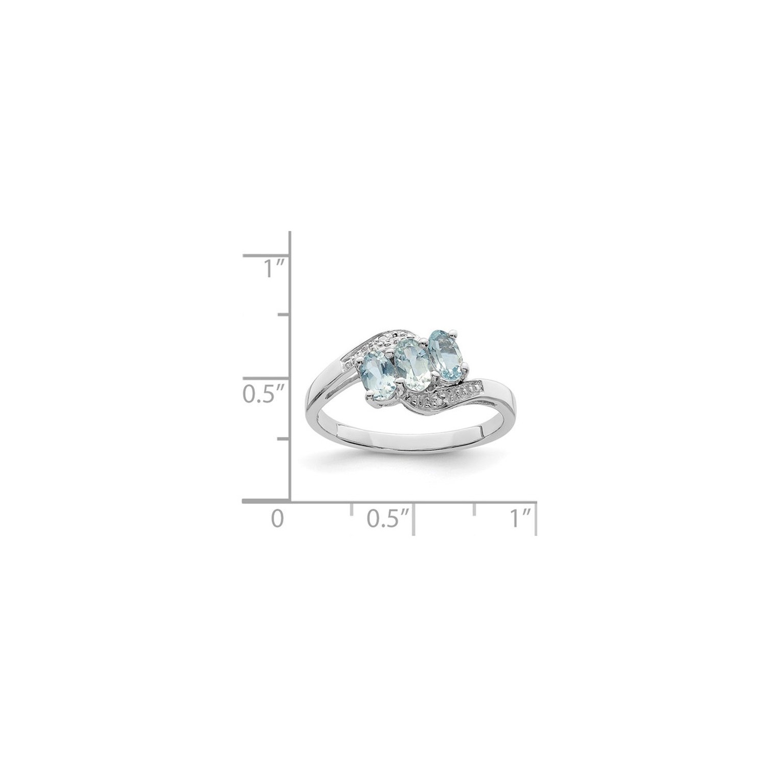 3/5 Carat Aquamarine Three-Stone Ring in Sterling Silver