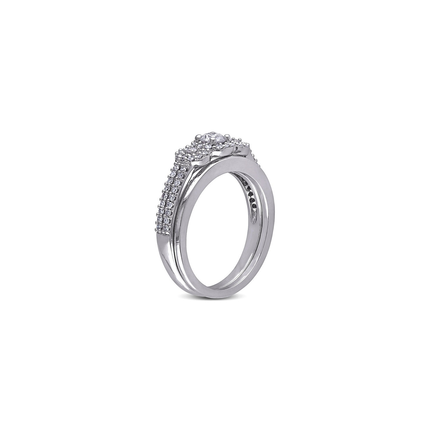 Bague de fiançailles et alliance avec diamants 1/2 ct en or blanc 10 ct