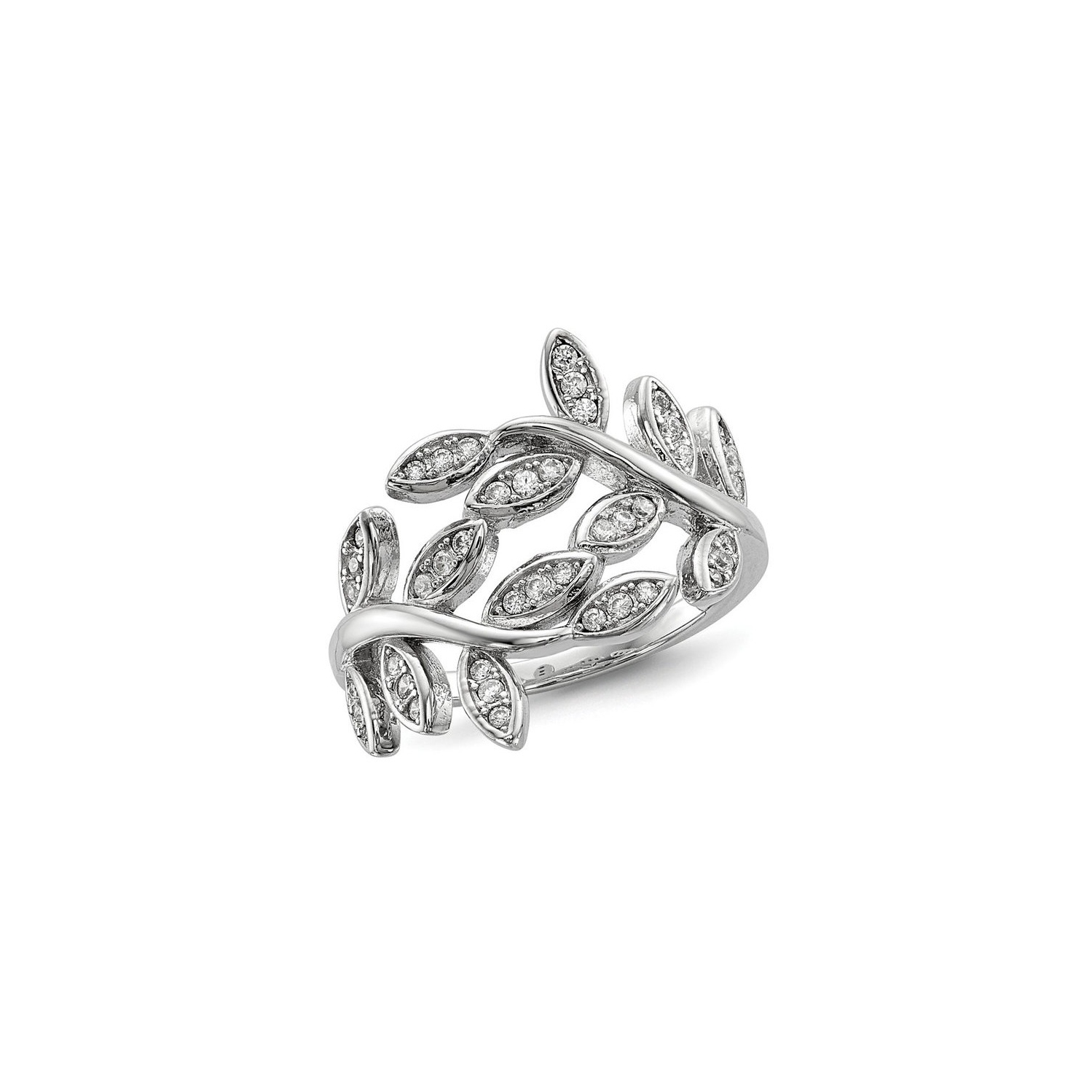 Vine Leaves Synthetic Cubic Zirconia Ring in Sterling Silver