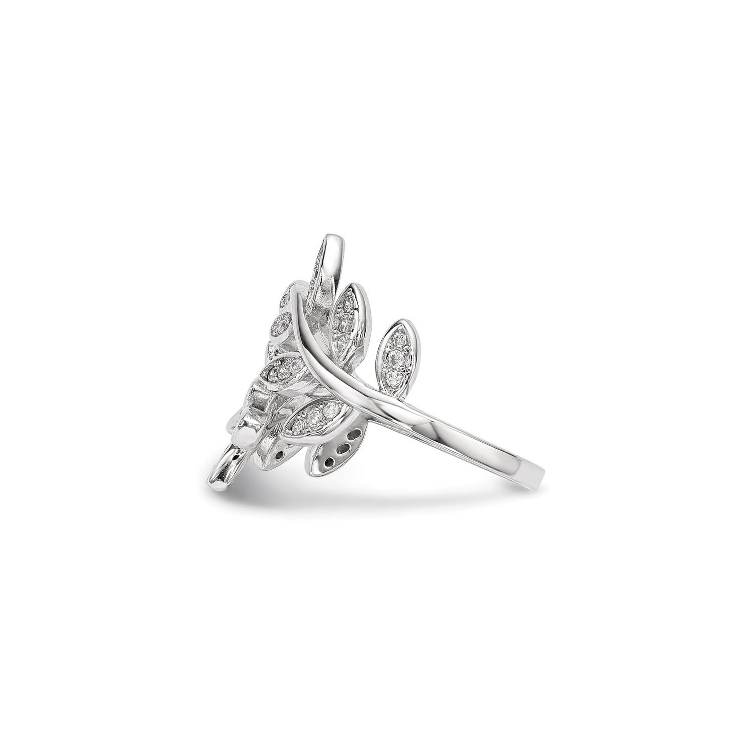 Vine Leaves Synthetic Cubic Zirconia Ring in Sterling Silver