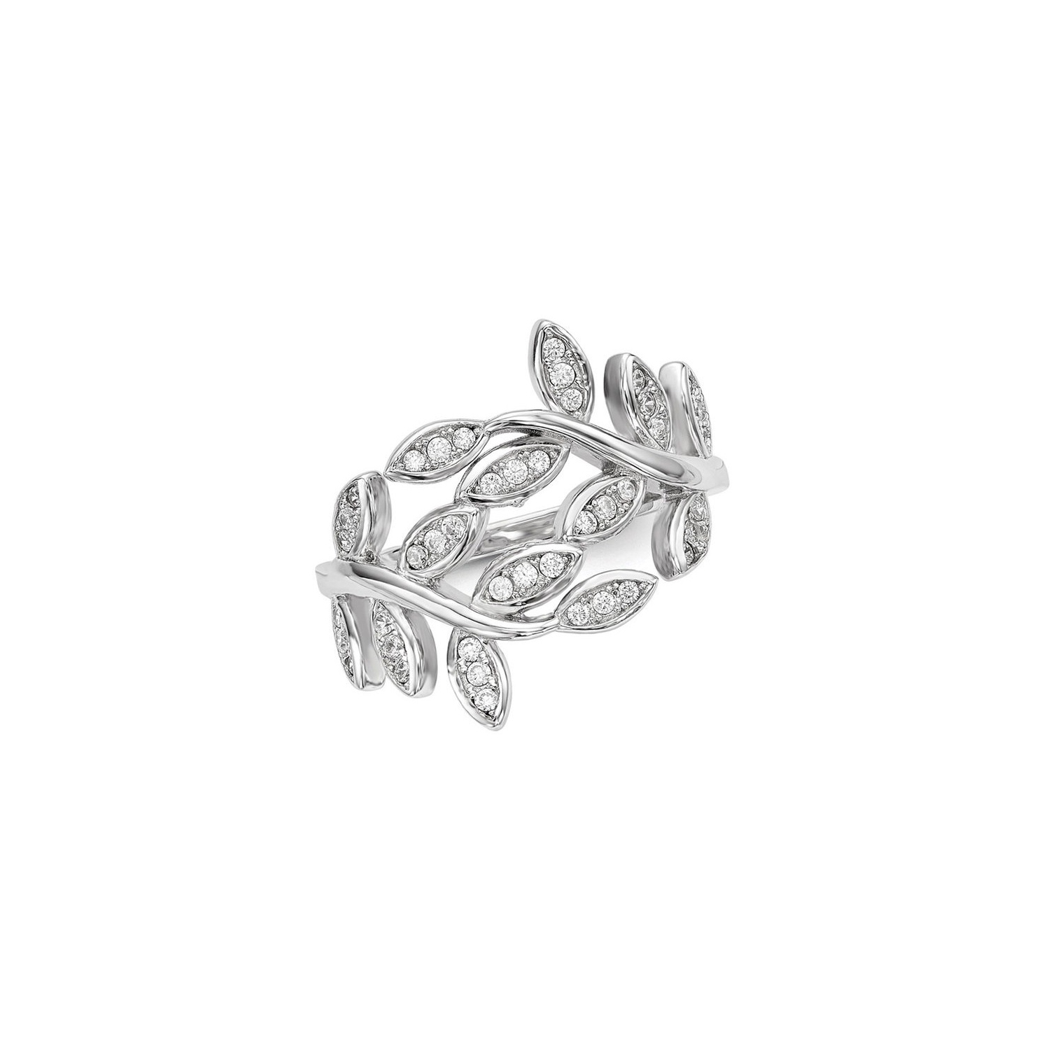 Vine Leaves Synthetic Cubic Zirconia Ring in Sterling Silver