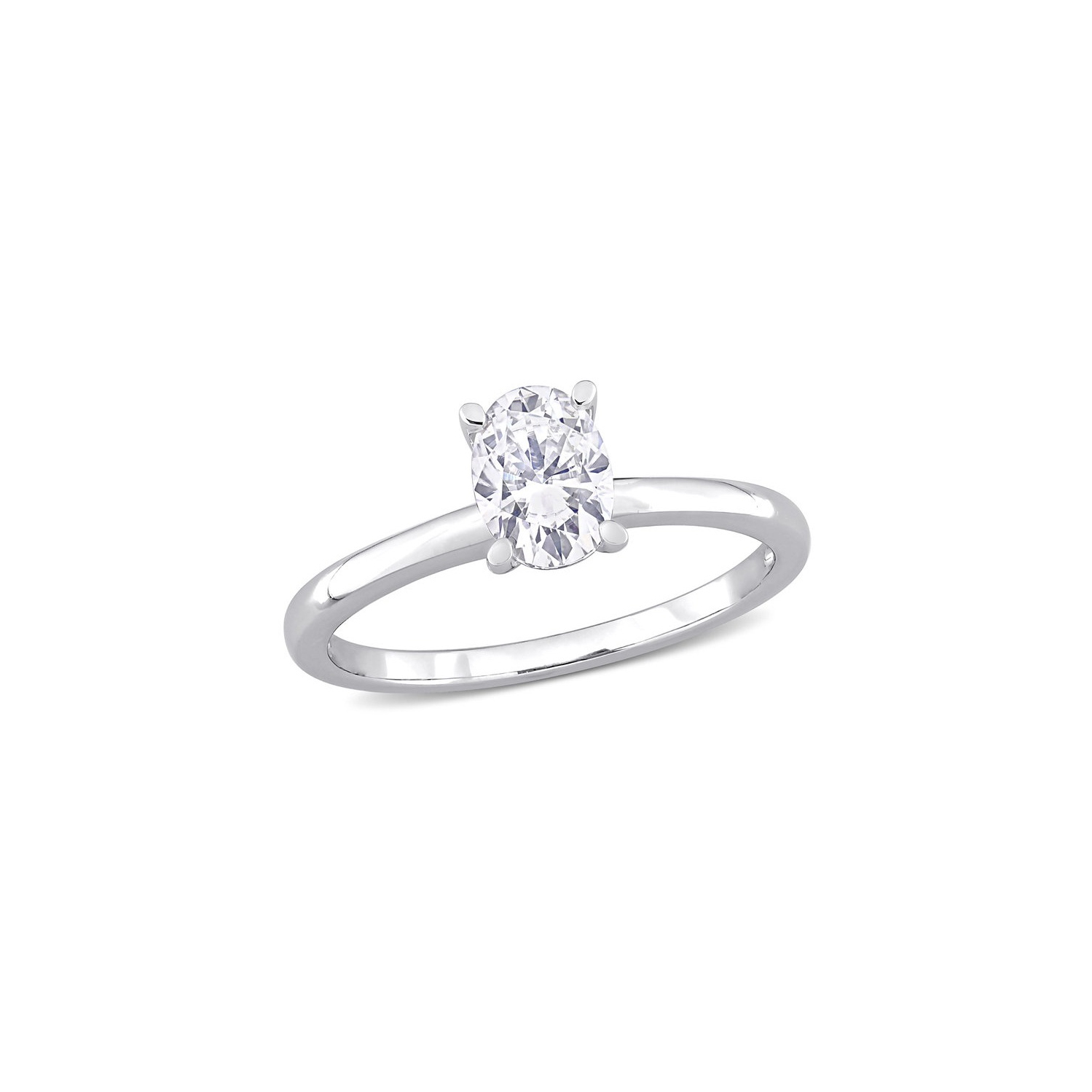 1.00 Carat Lab Created Oval-Cut Moissanite Engagement Ring in Sterling Silver