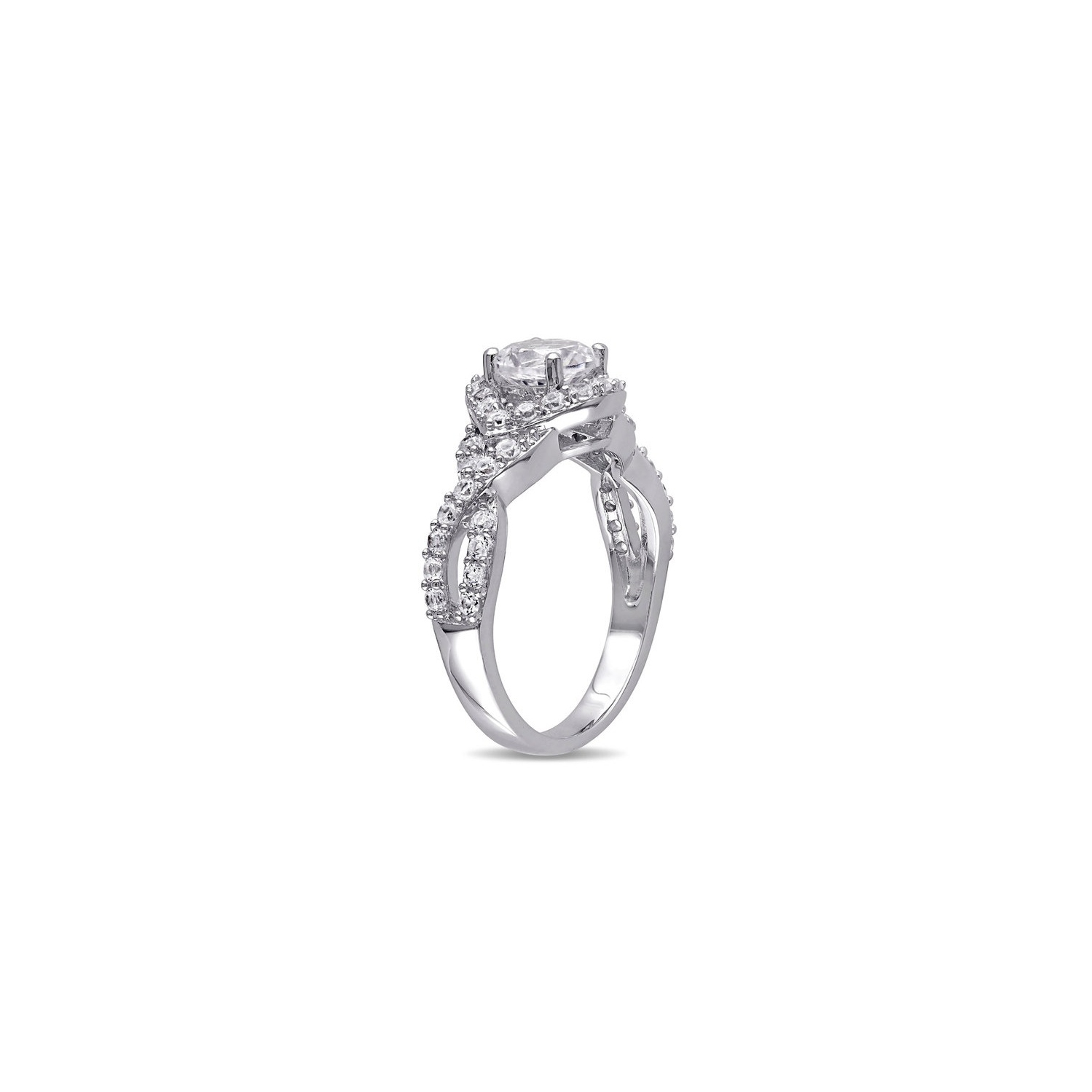 2.20 Carat Lab-Created White Sapphire Crossover Ring in Sterling Silver