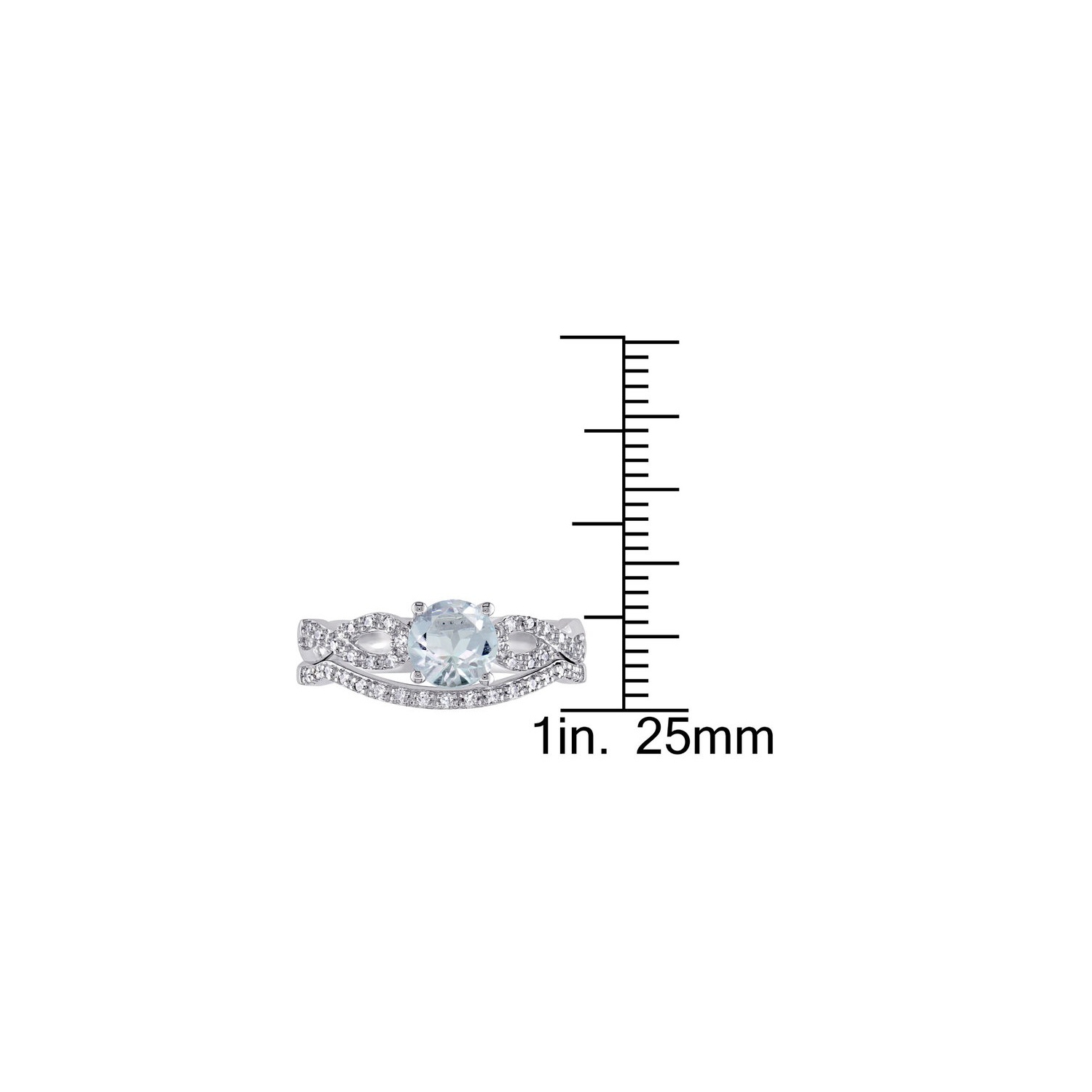 3/4 Carat Aquamarine Engagement Ring & Wedding Band Set with Diamond 10K White Gold