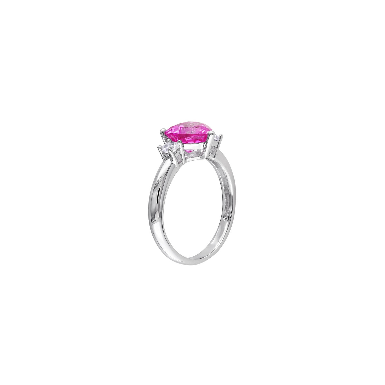 2.50 Carat Lab-Created Pink Sapphire and Lab-Created White Sapphire Heart Ring Sterling Silver
