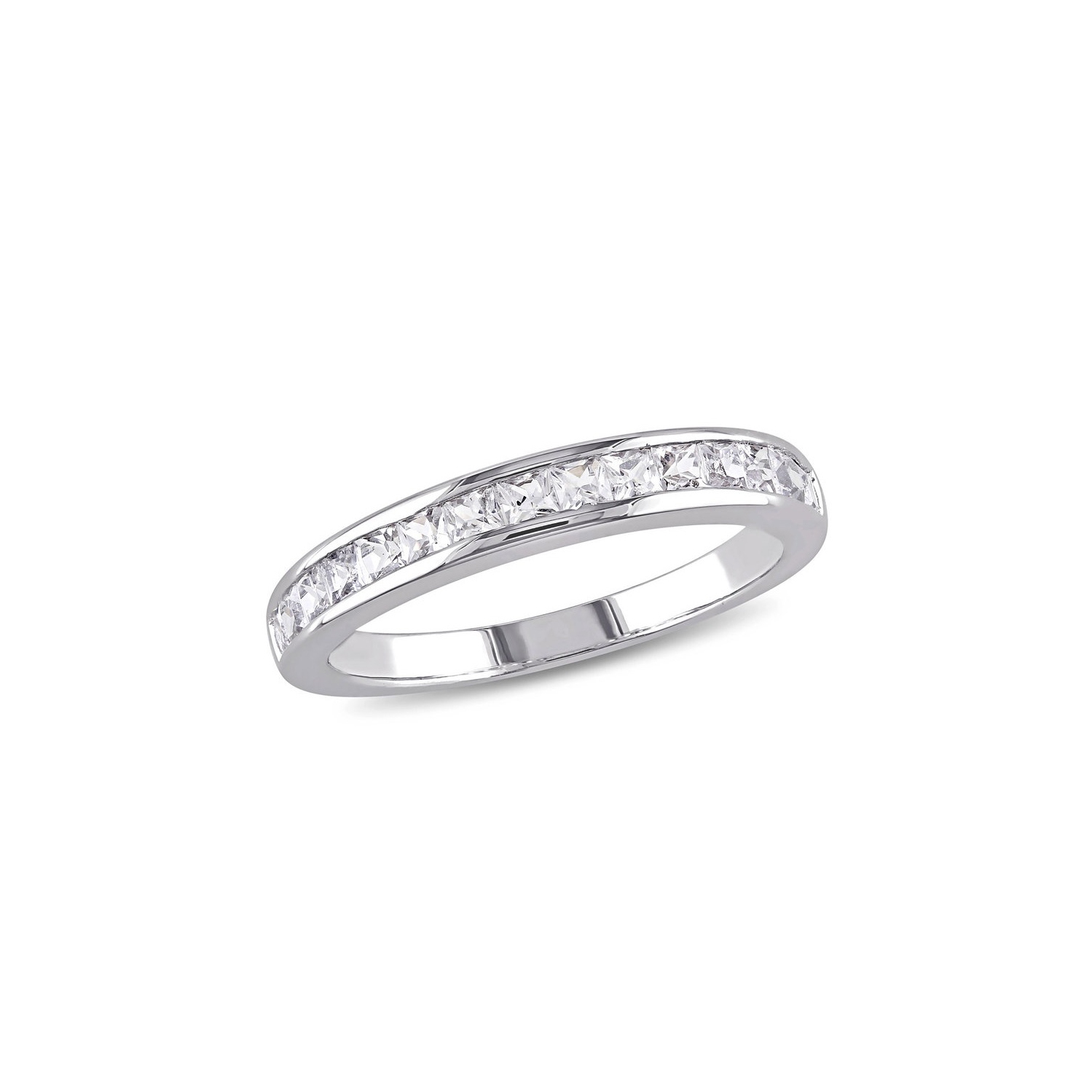 3/4 Carat Lab-Created White Sapphire Wedding Anniversary Band Ring in Sterling Silver
