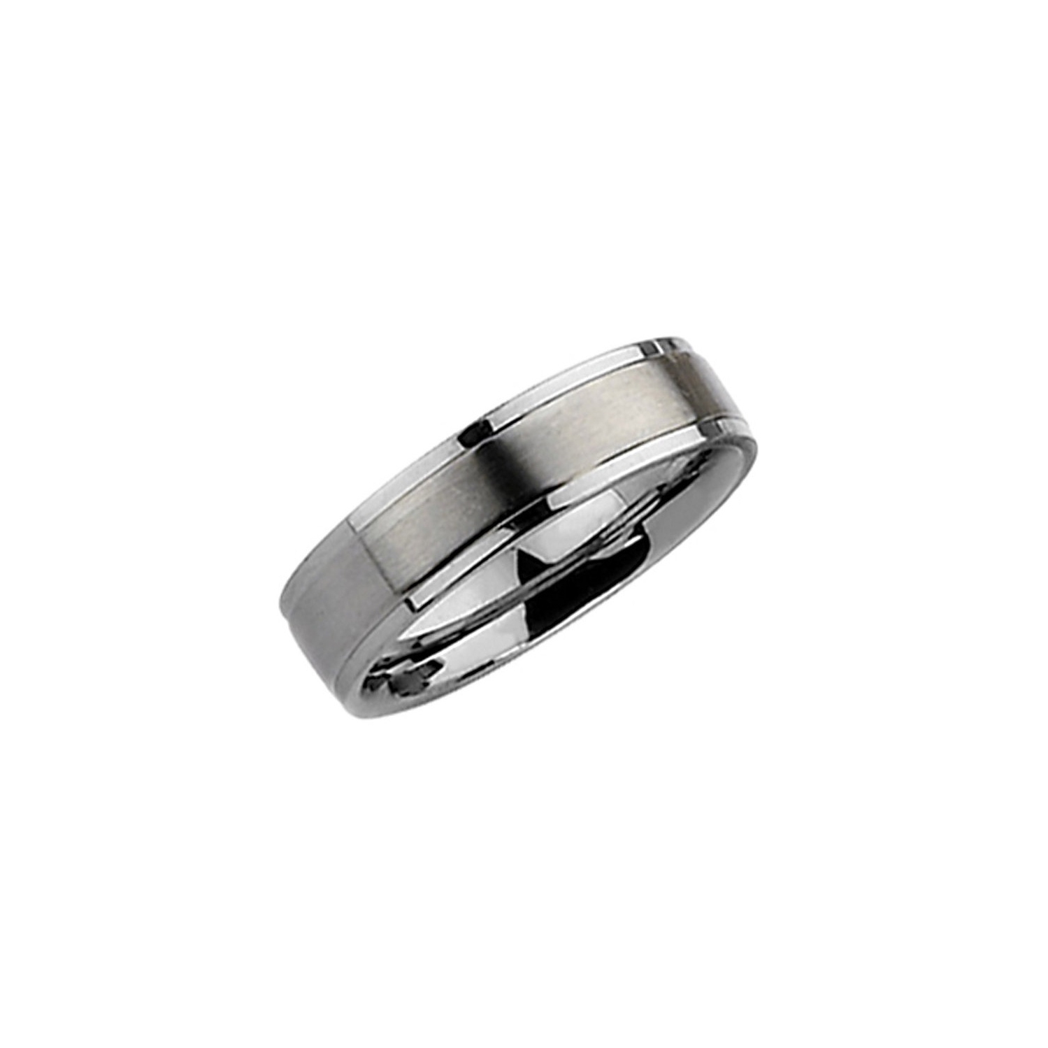 Mens Chisel 6mm Satin Stainless Steel Comfort Fit Wedding Band Ring with Ridge