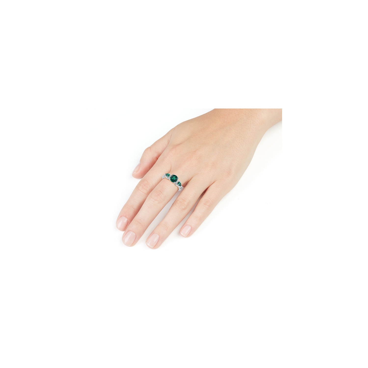 2 1/6 Carat Lab-Created Emerald Ring with Diamonds in Sterling Silver