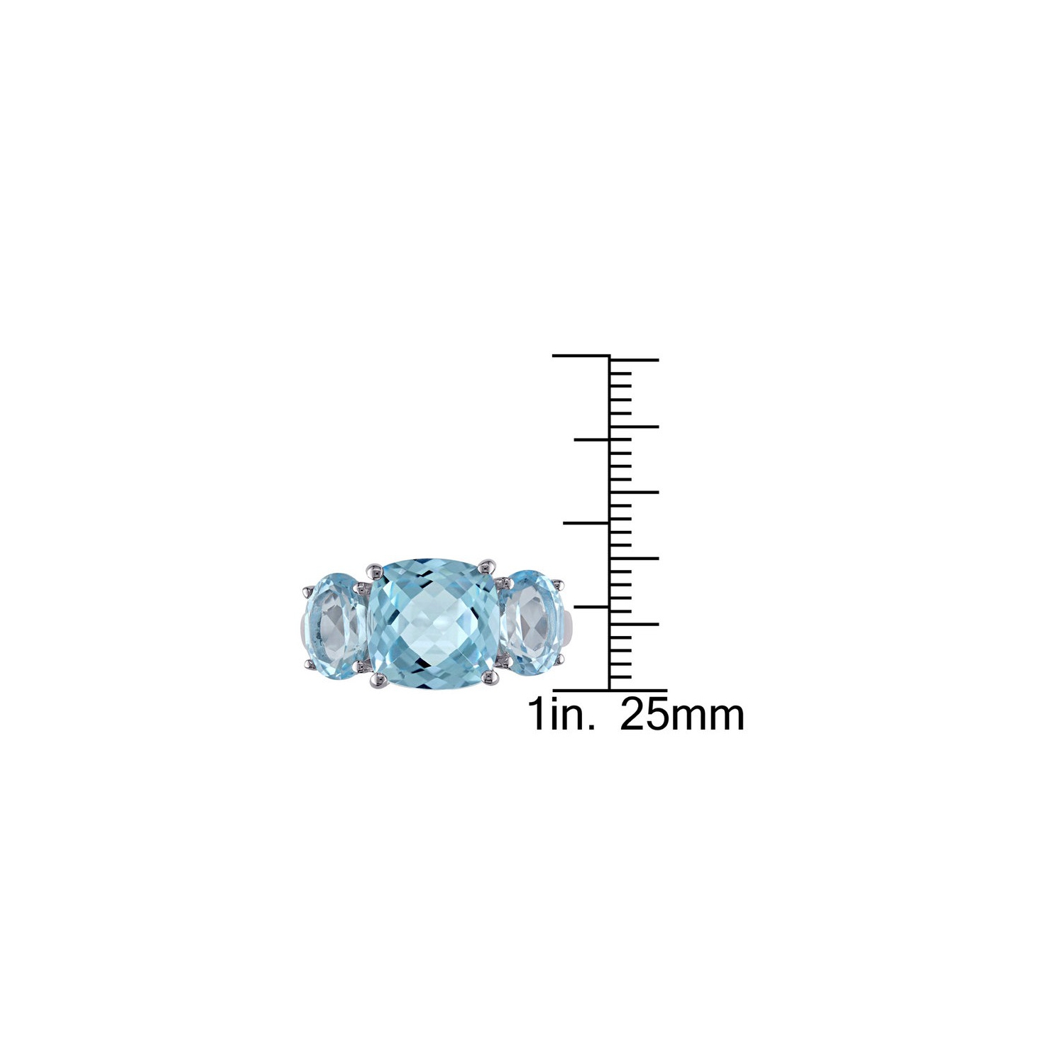 8.35 Carat Blue Topaz Three Stone Ring in Sterling Silver