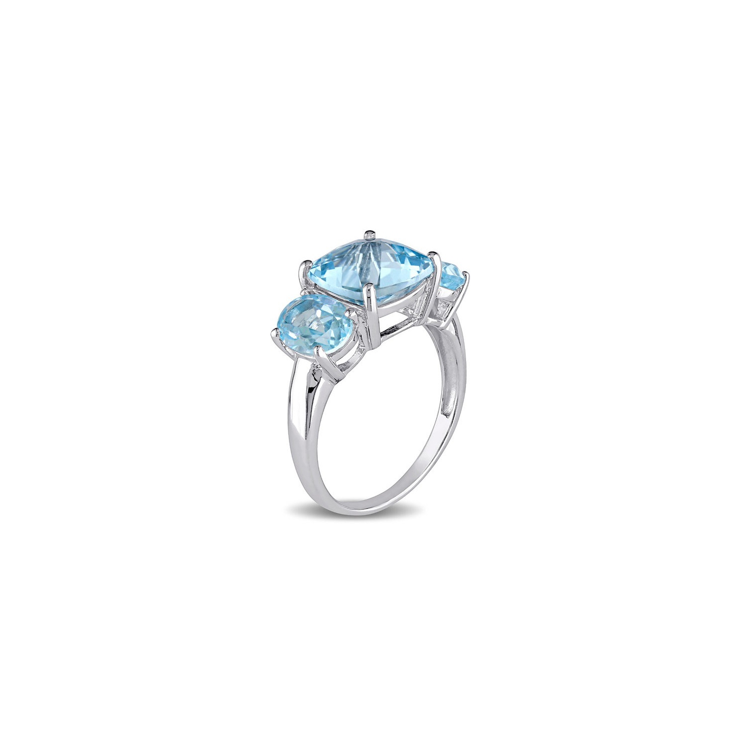 8.35 Carat Blue Topaz Three Stone Ring in Sterling Silver