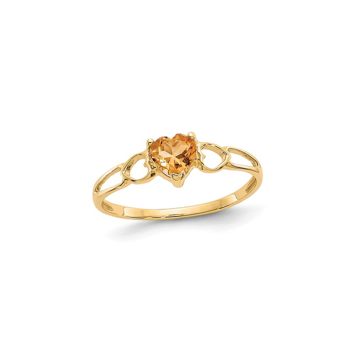Bague en or jaune 14 K, cœur promesse de citrine 2/5 ct
