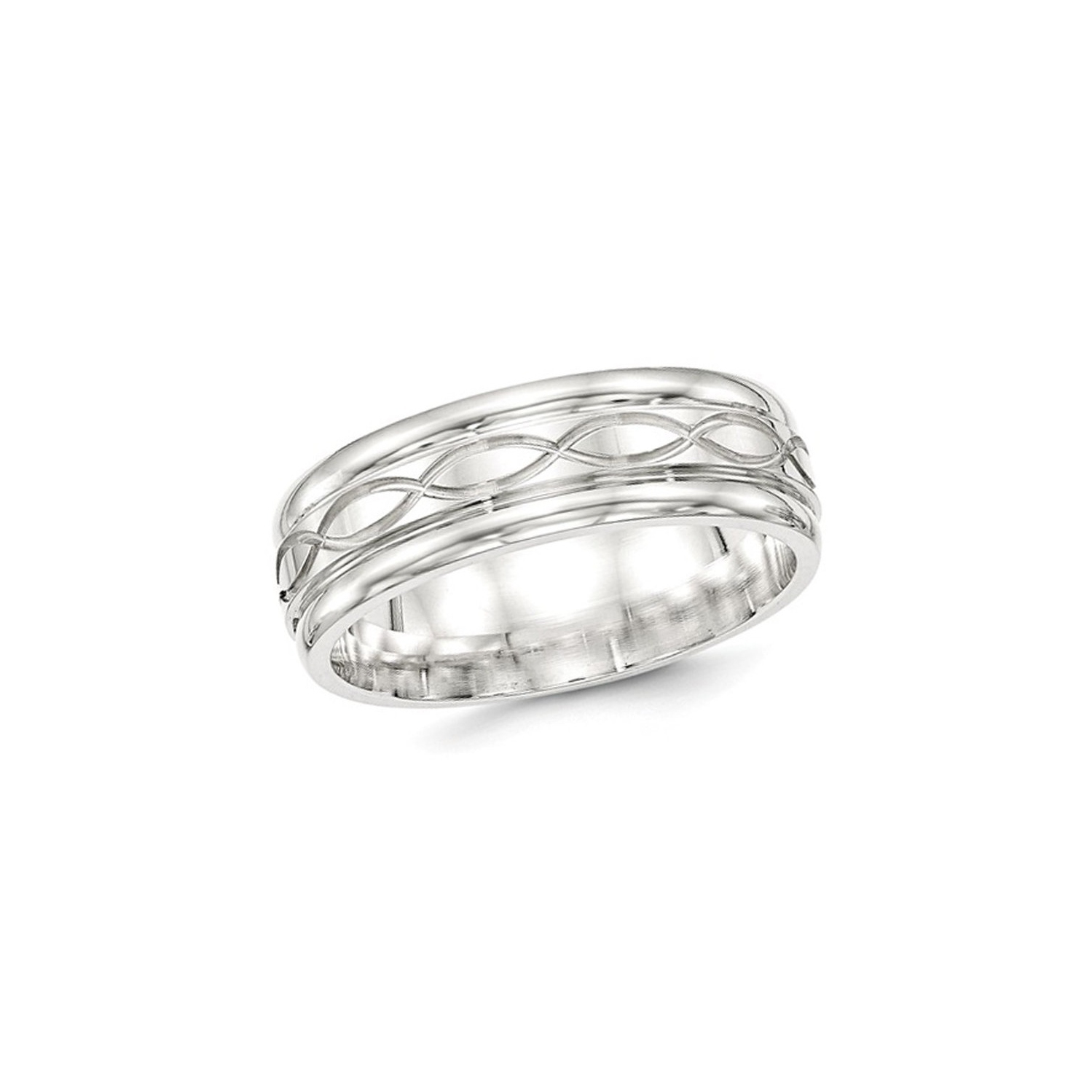 Mens Sterling Silver 7mm Polished Infinity Band Ring