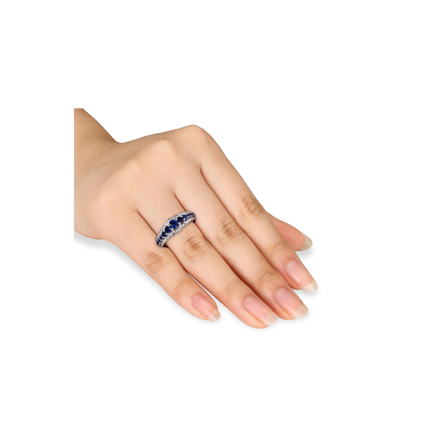 1.15 Carat Lab-Created Blue Sapphire Ring in Sterling Silver