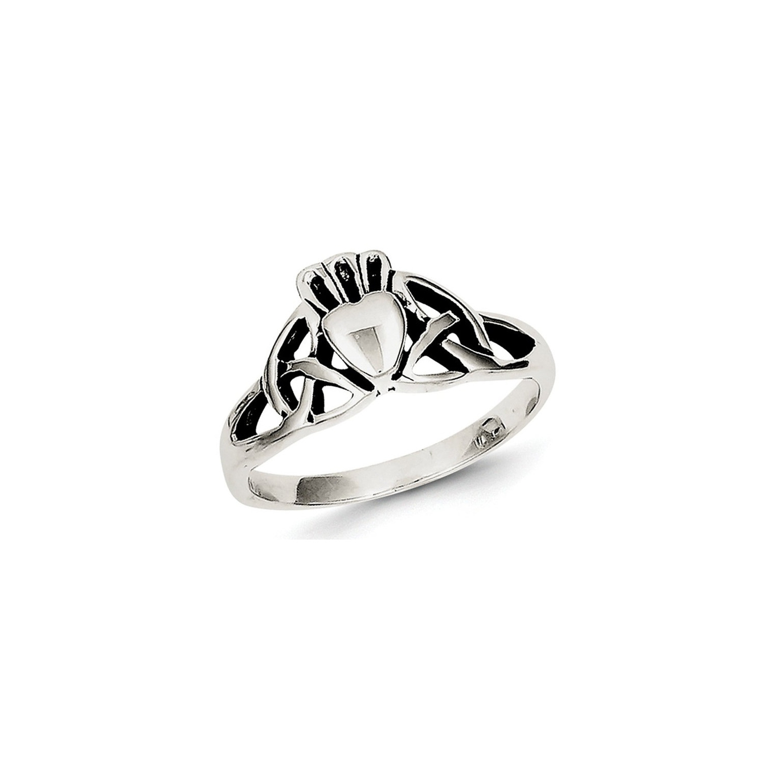 Ladies Antiqued Claddagh Ring in Sterling Silver