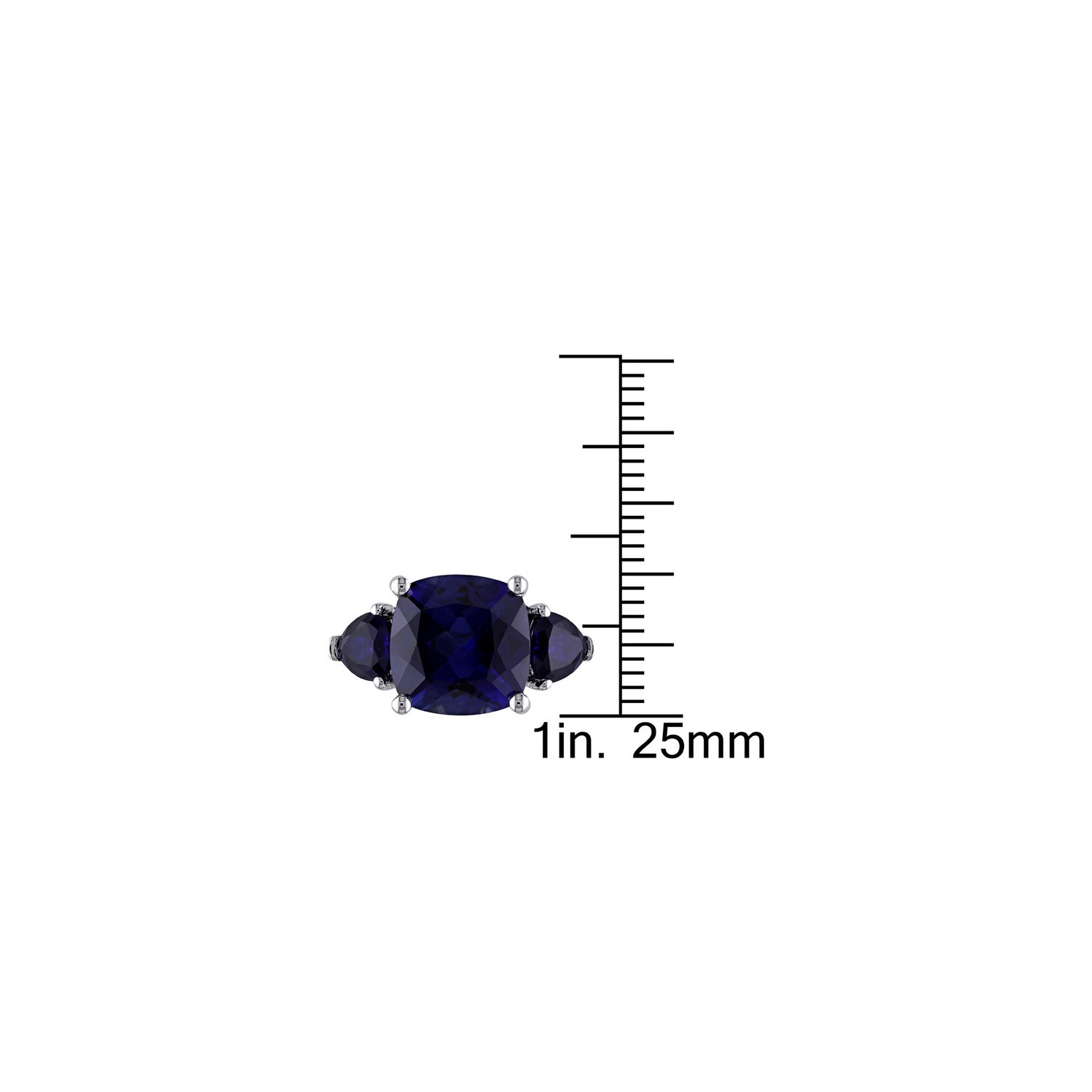 7.10 Carat Lab-Created Blue Sapphire Three Stone Ring in Sterling Silver